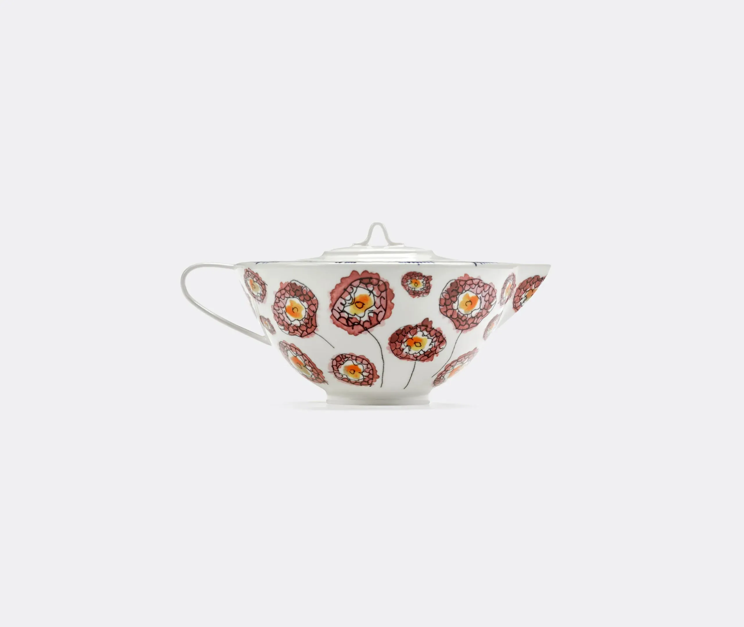Spherical Teapot with Floral Design - Multicolor