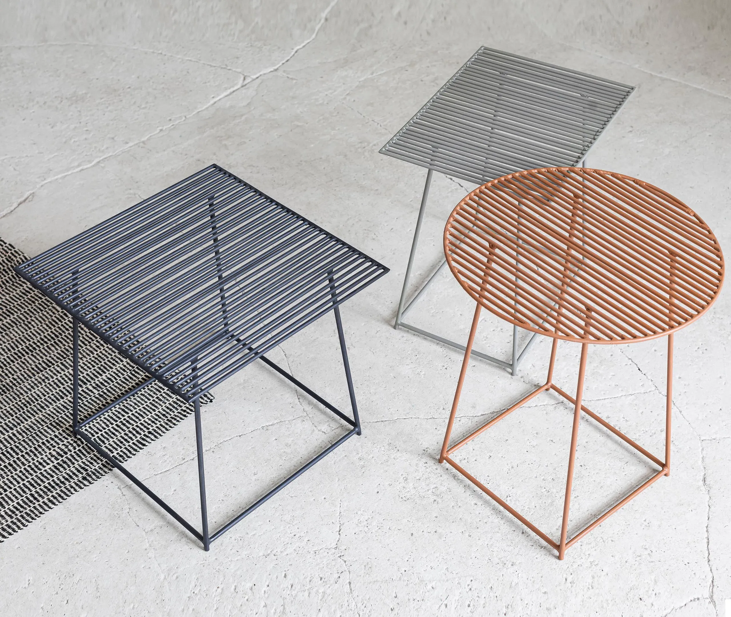 Square Side Table Wire Frame - Black, Steel
