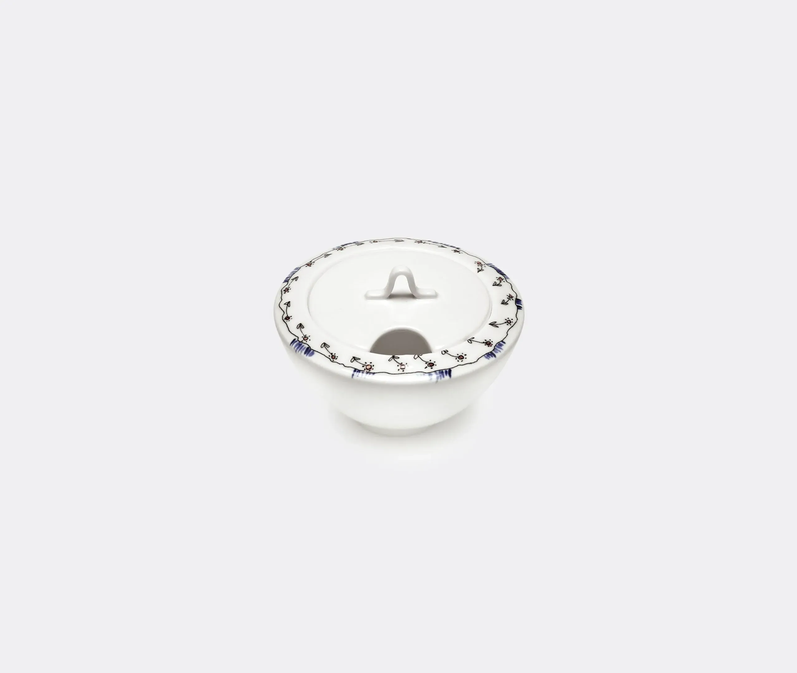 Sugar Bowl with Floral Motif - Multicolor, Porcelain