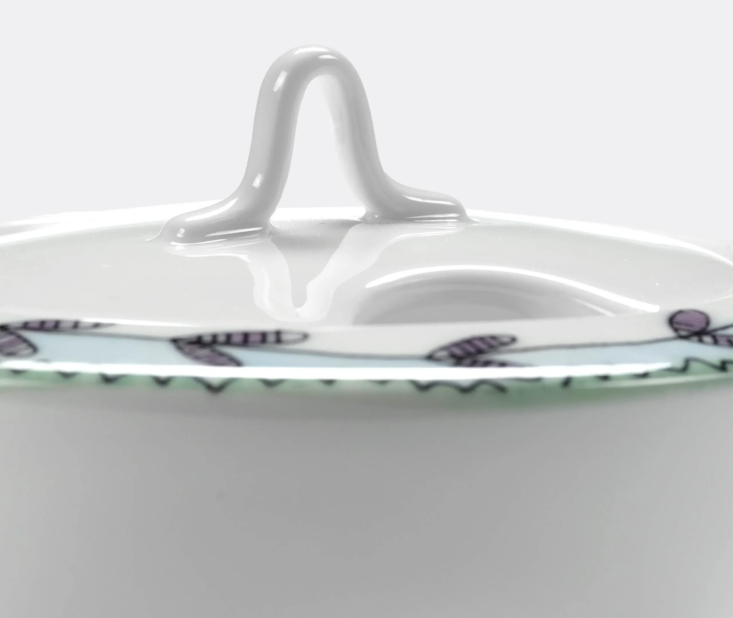 Sugar Bowl with Floral Motif - Multicolor, Porcelain