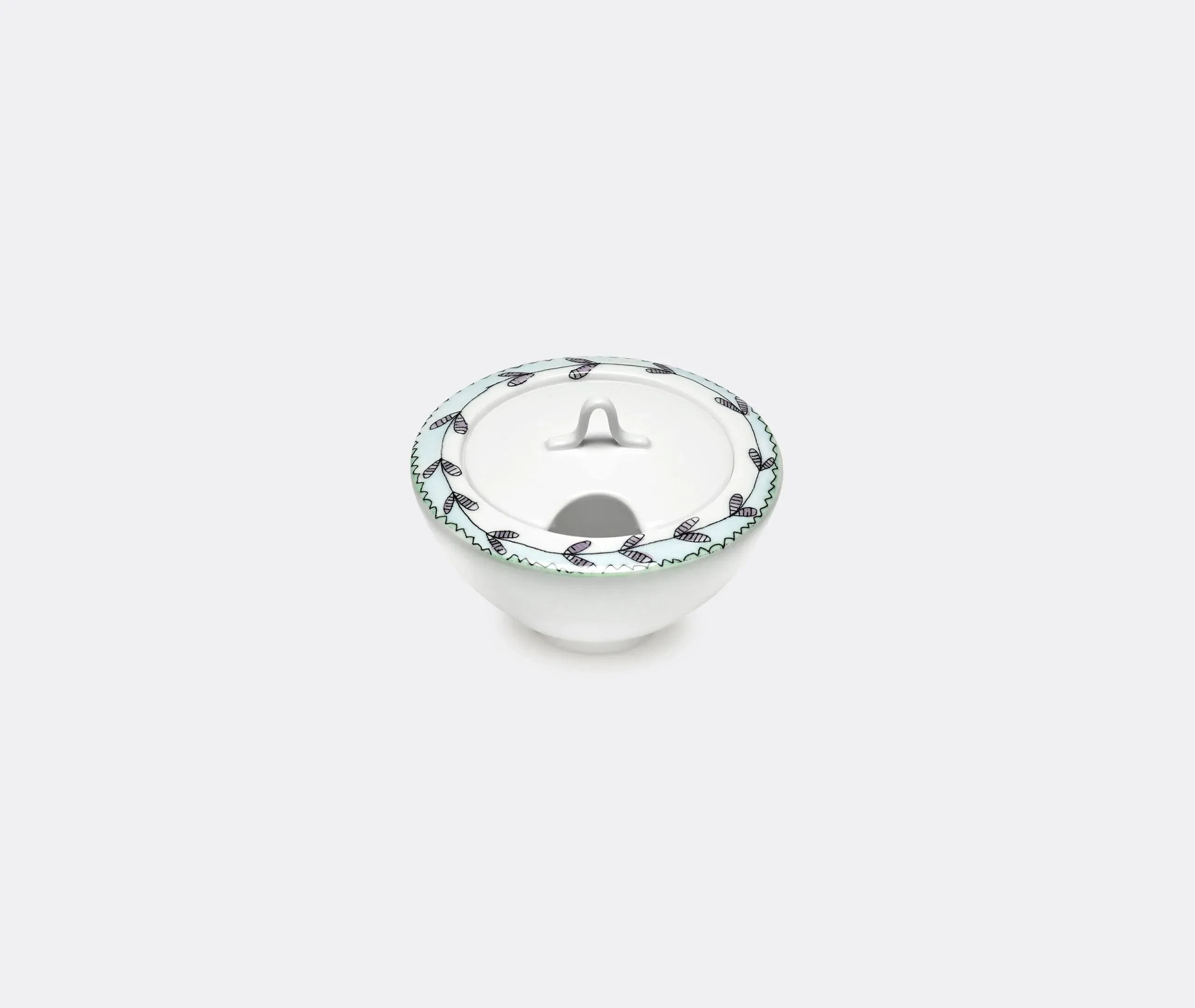 Sugar Bowl with Floral Motif - Multicolor, Porcelain