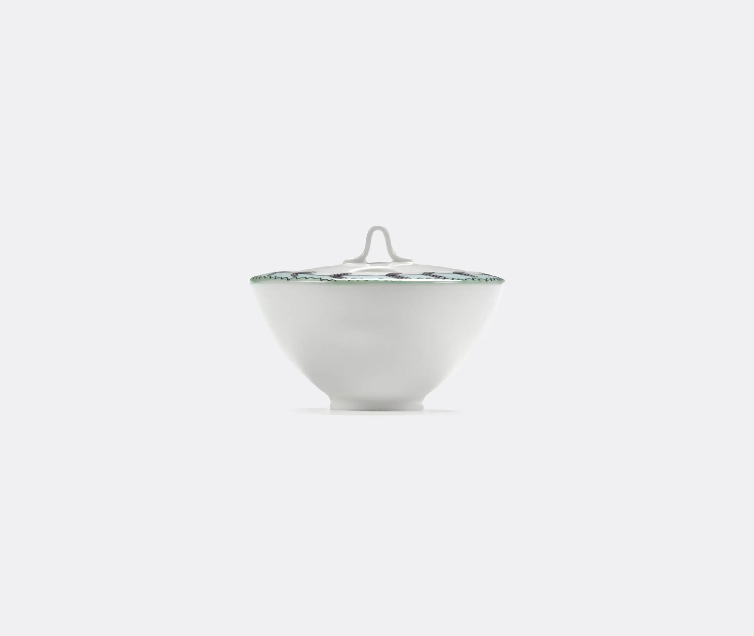Sugar Bowl with Floral Motif - Multicolor, Porcelain