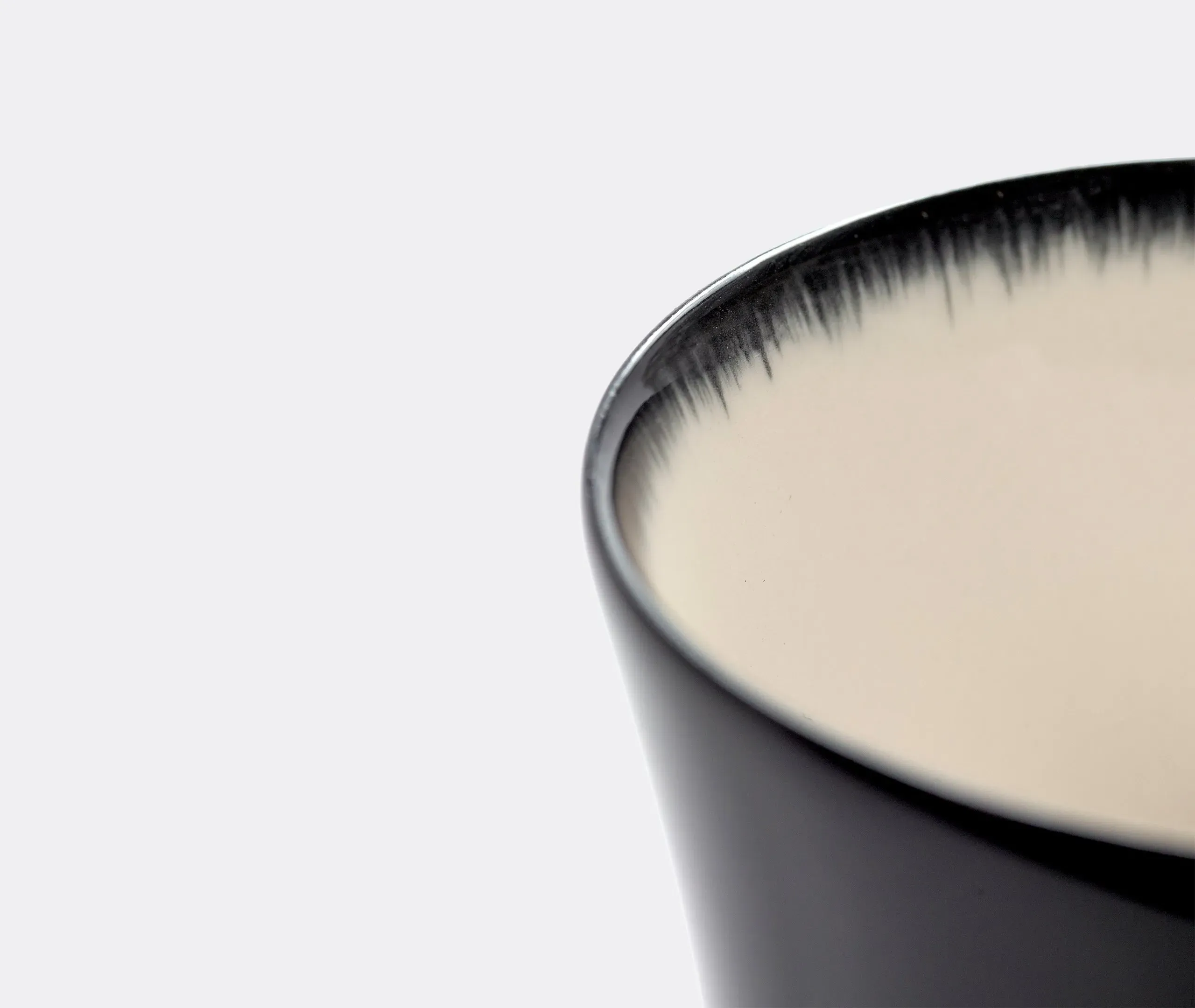 Tall Mug Set with Hand-Painted Rim - Black, Porcelain