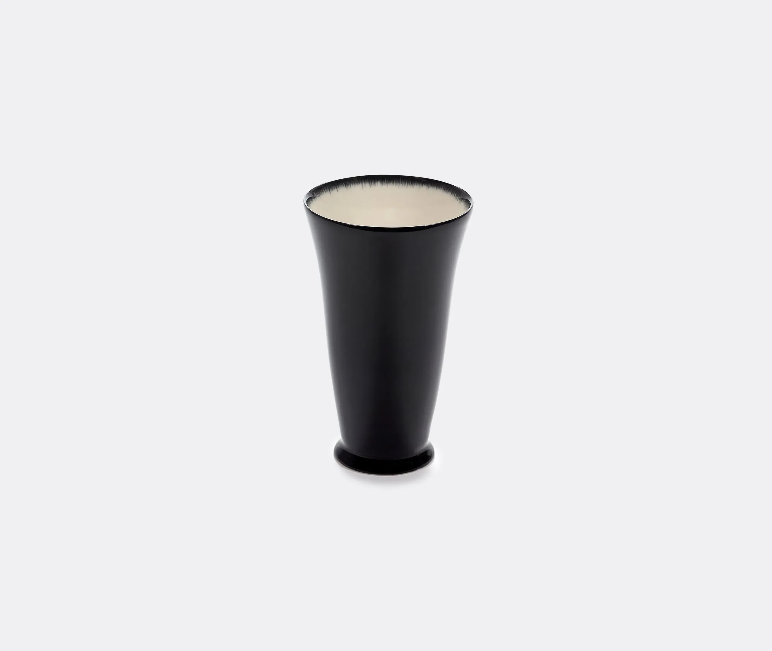 Tall Mug Set with Hand-Painted Rim - Black, Porcelain