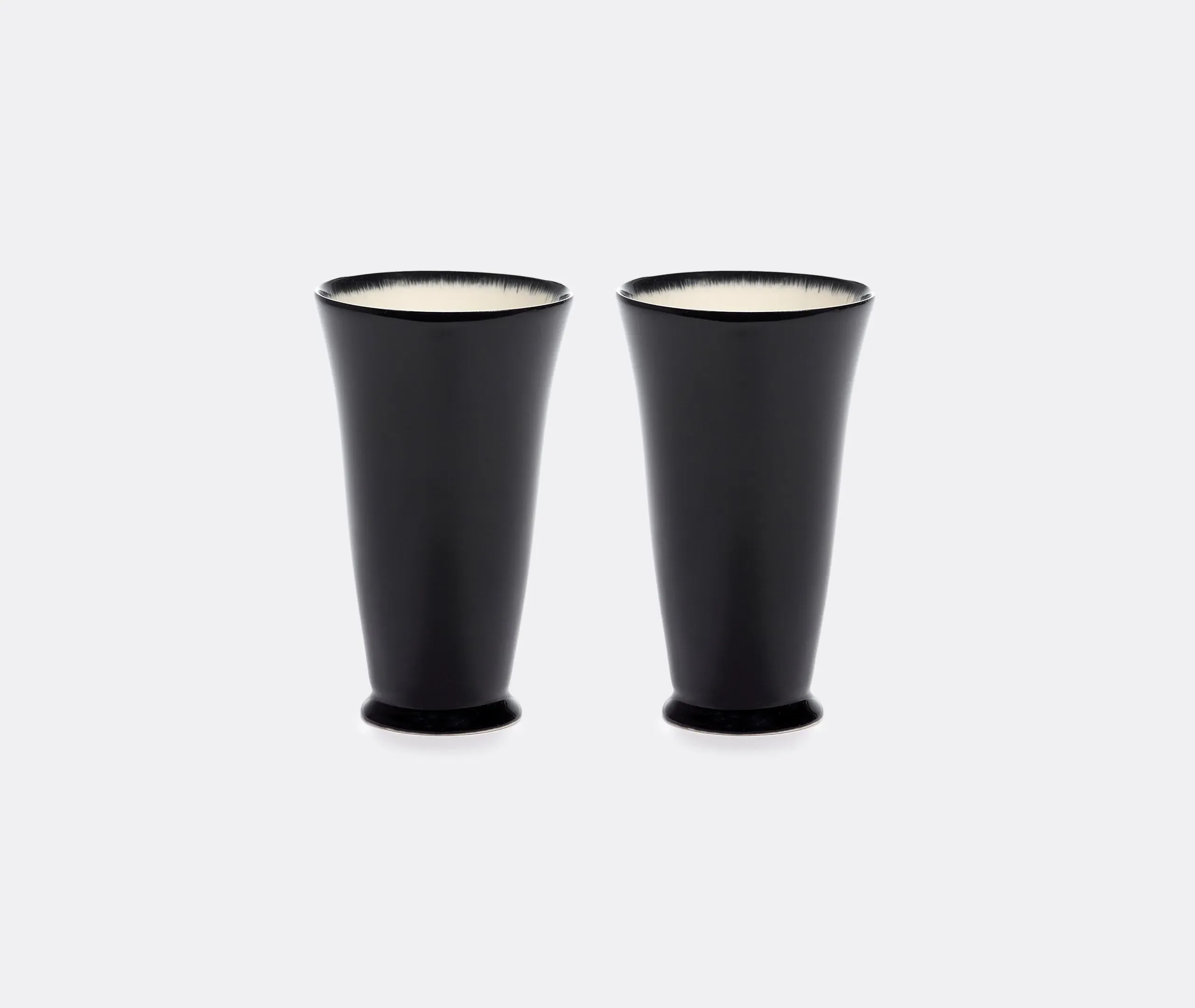 Tall Mug Set with Hand-Painted Rim - Black, Porcelain image