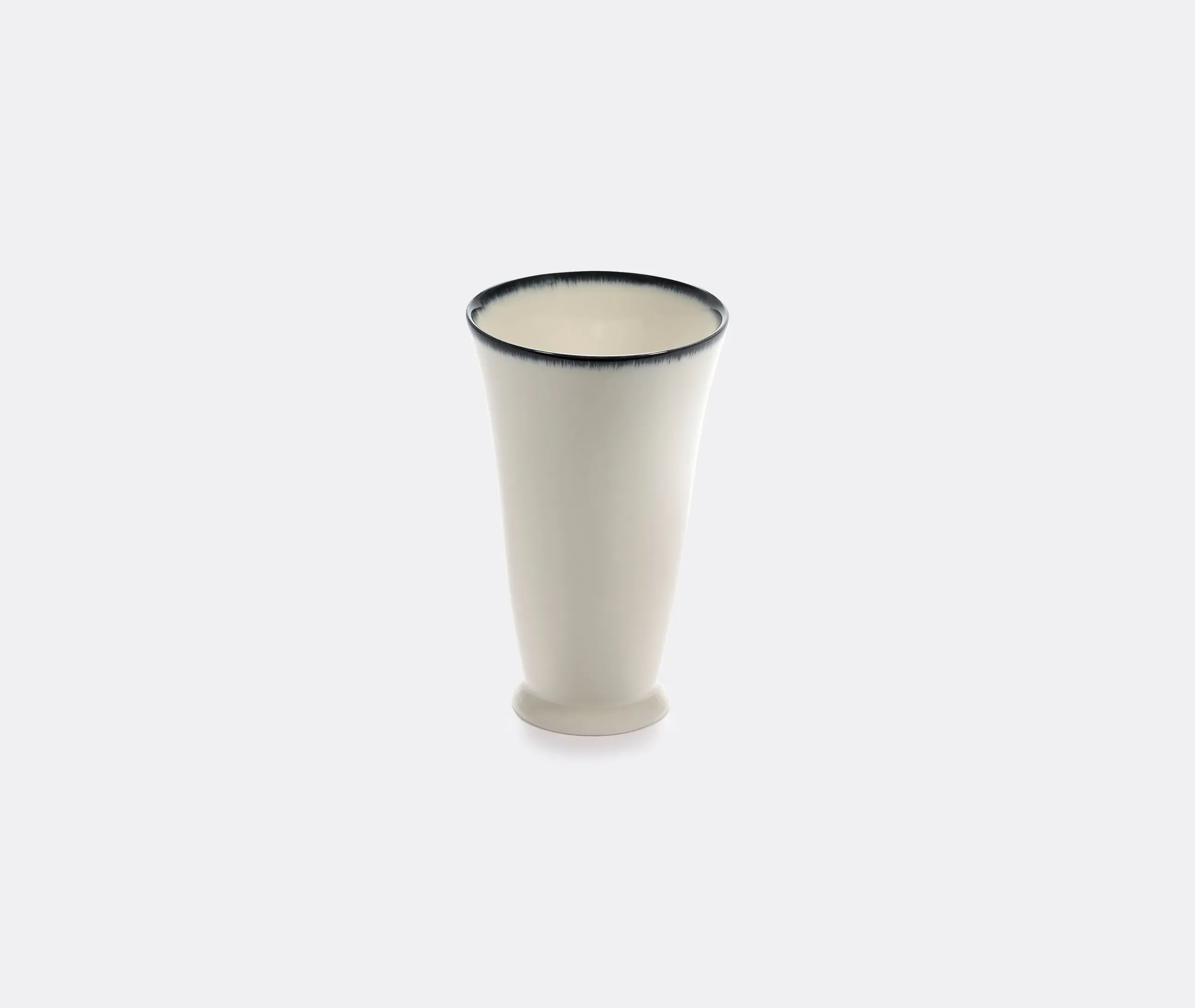 Tall Mug Set with Hand-Painted Rim - White, Porcelain