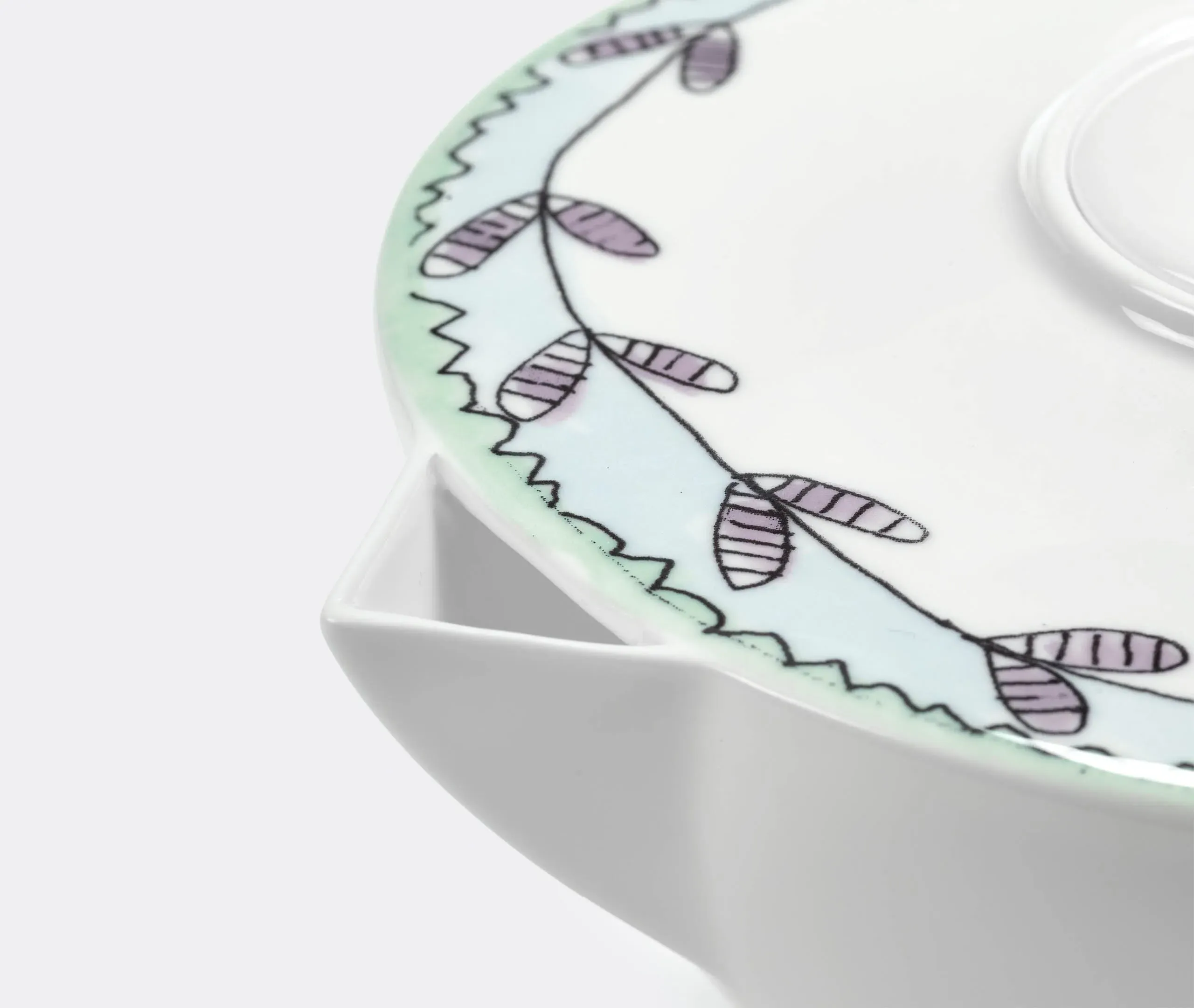 Teapot with Floral Motif - Multicolor, Porcelain