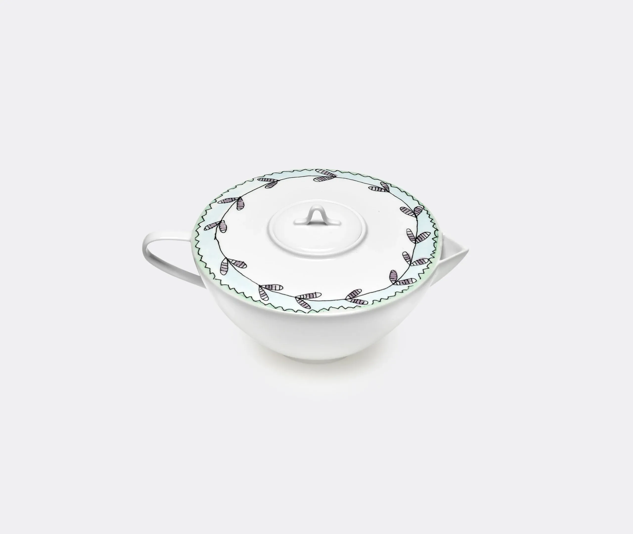 Teapot with Floral Motif - Multicolor, Porcelain