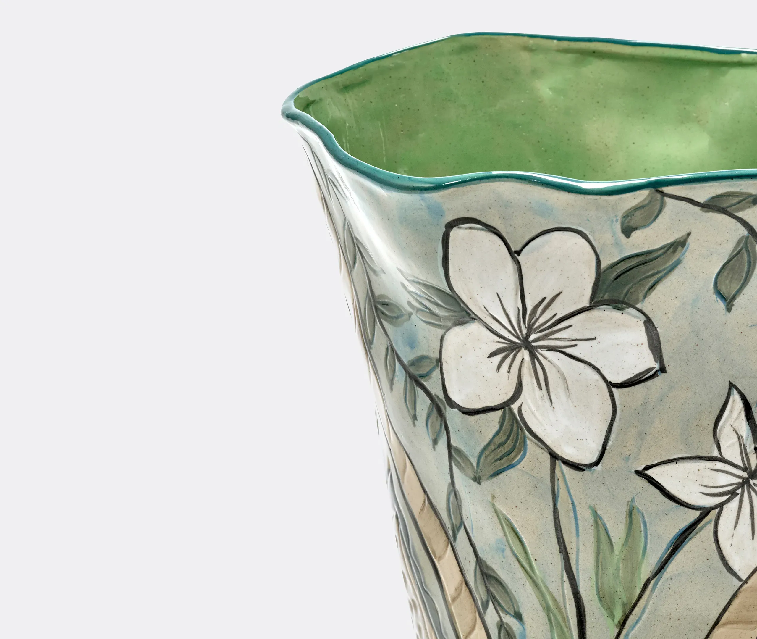 Terres de Rêves 01 Handpainted Vase - Multicolour, White Clay alternate view