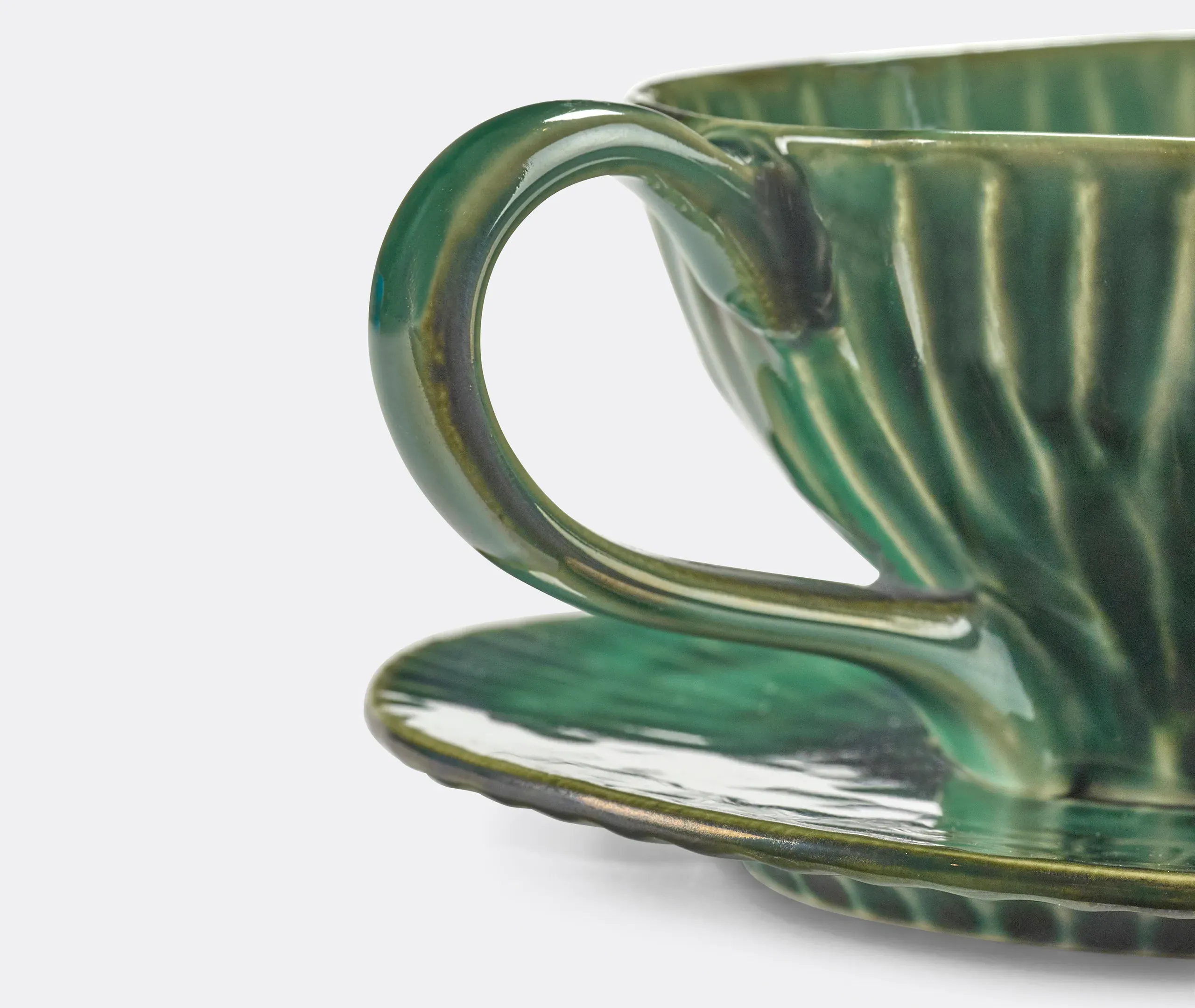 Verde Lanza Cappuccino Cup and Saucer Set of Two - Green alternate view