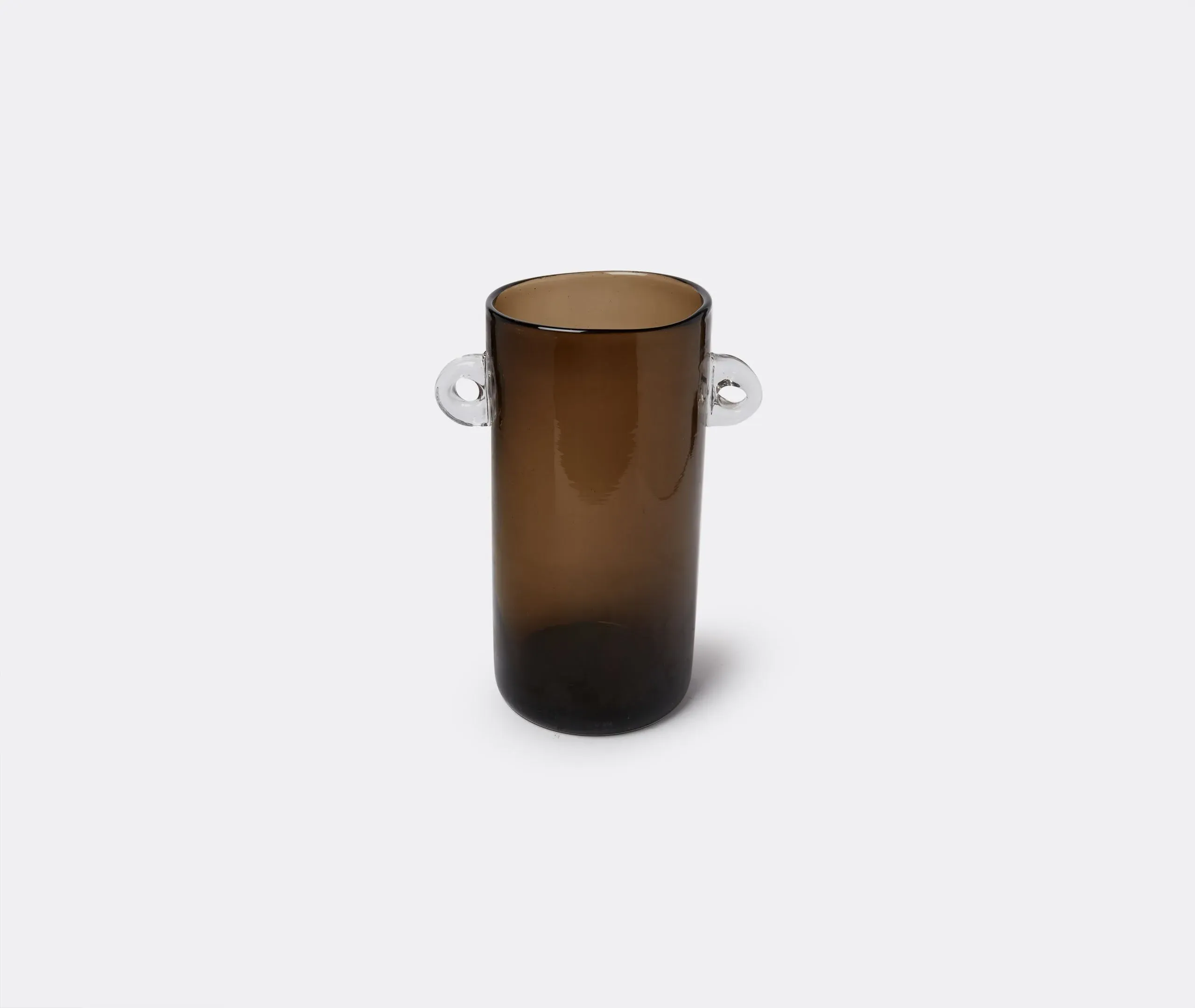 Wind & Fire Cylindrical Vase - Dark Brown, Glass