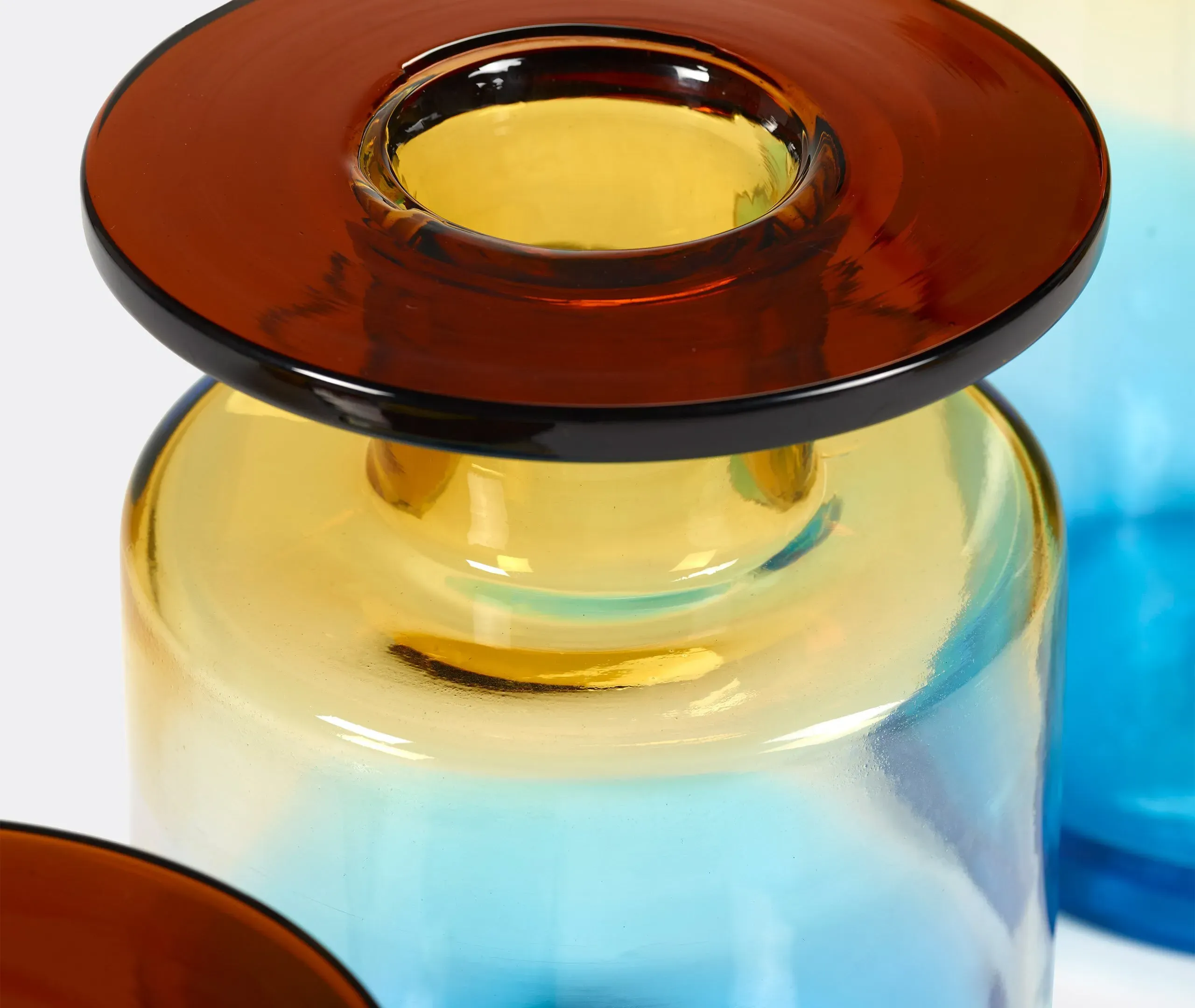 Wind & Fire Medium Cylindrical Vase - Blue, Glass