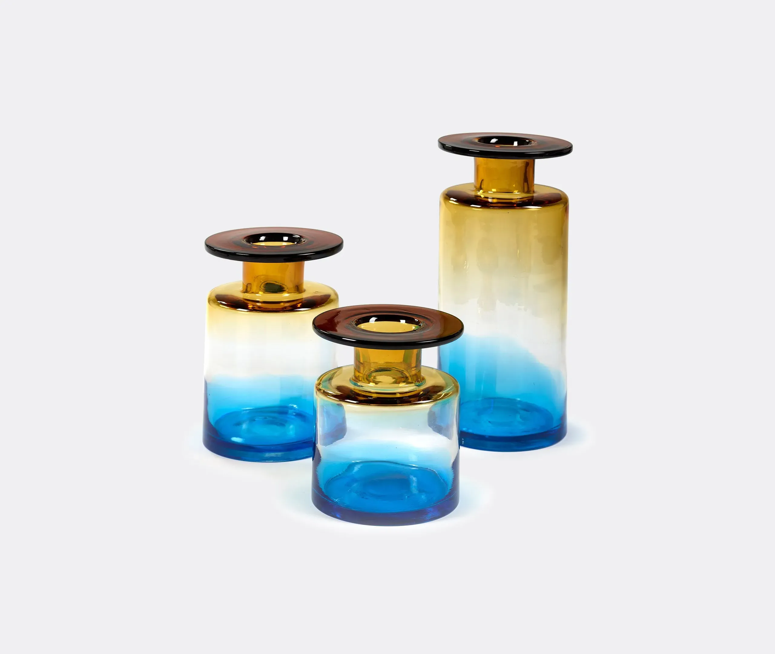 Wind & Fire Tall Cylindrical Vase - Blue, Glass