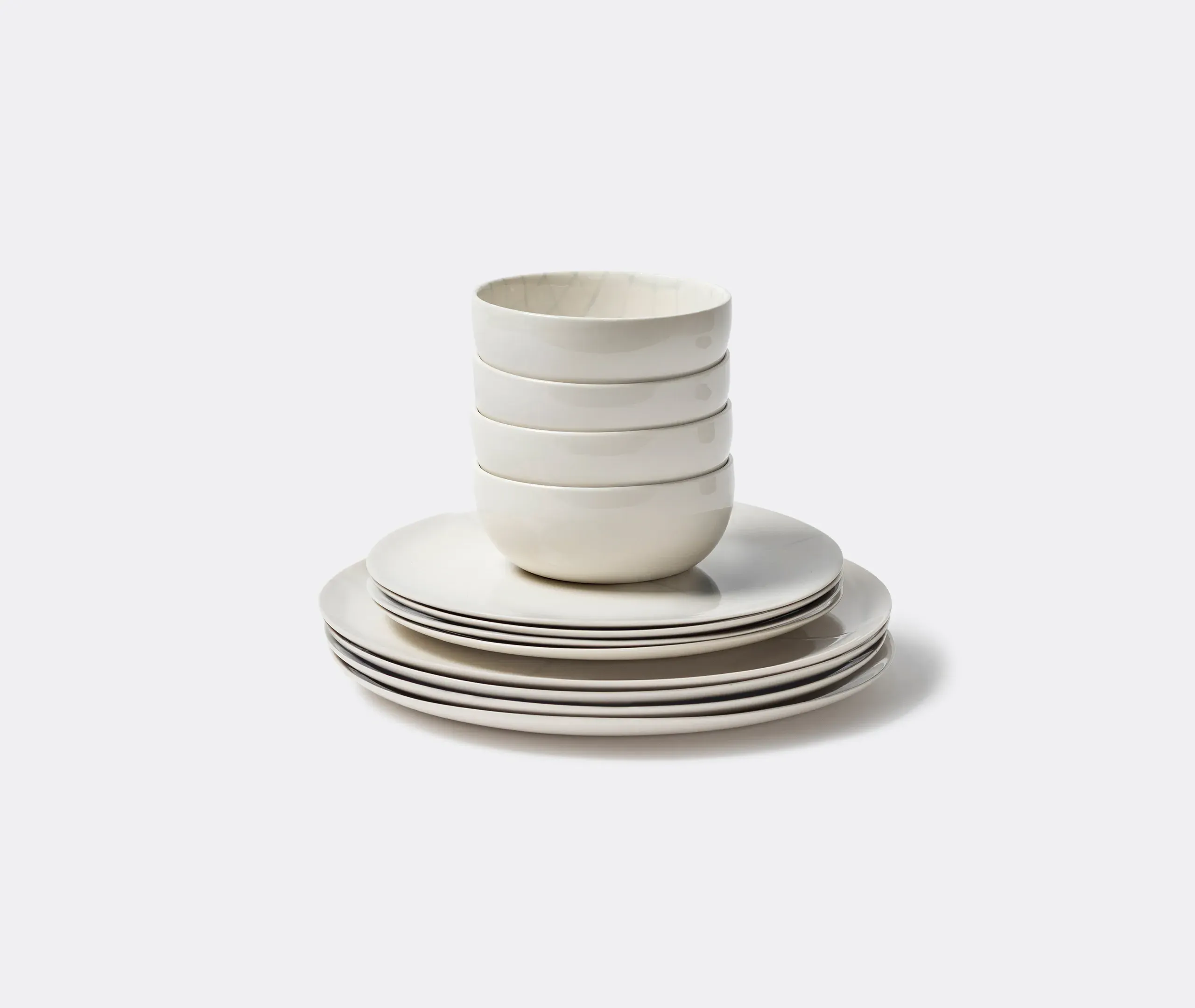Zuma 12-Piece Dinner Set - White, Porcelain