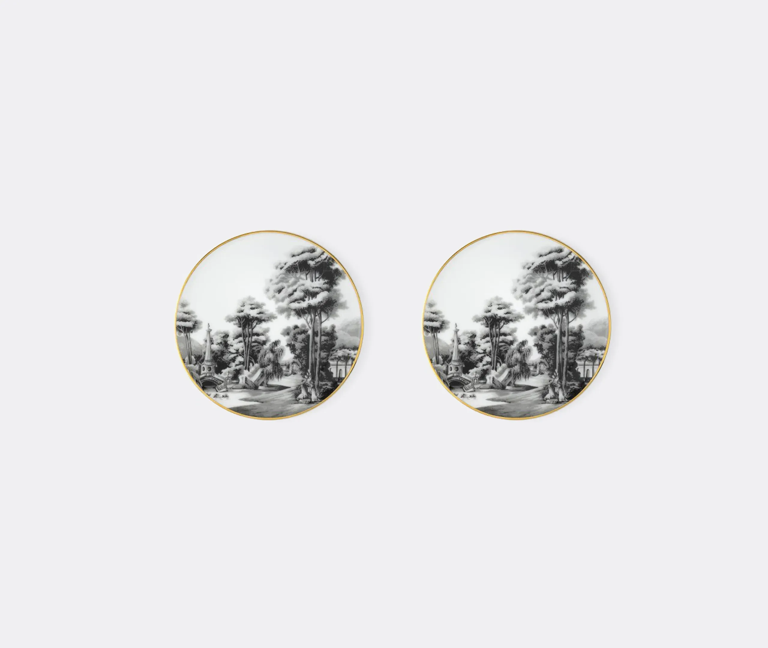 Imperial Garden Coaster Set of Two - Black and White, Porcelain product