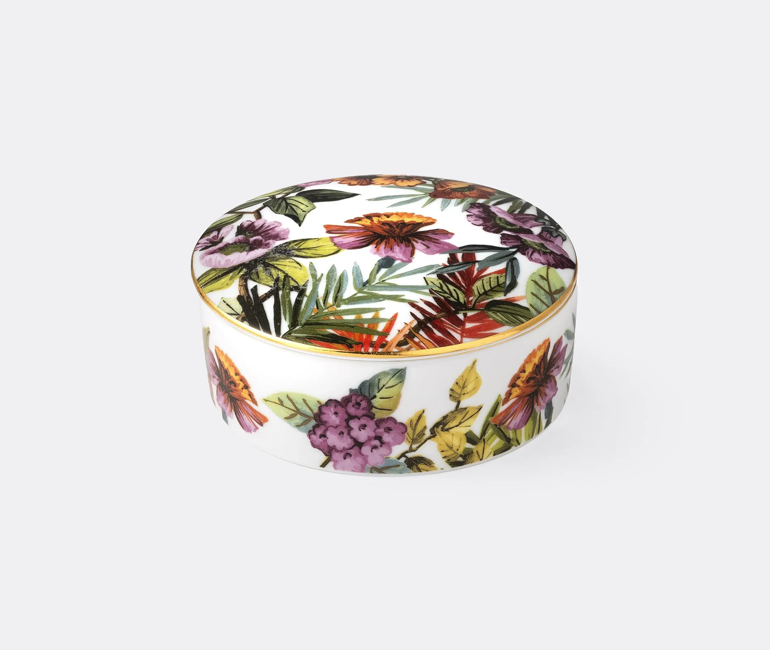 Jungle Lidded Jewelry Box - Multicolor, Porcelain product