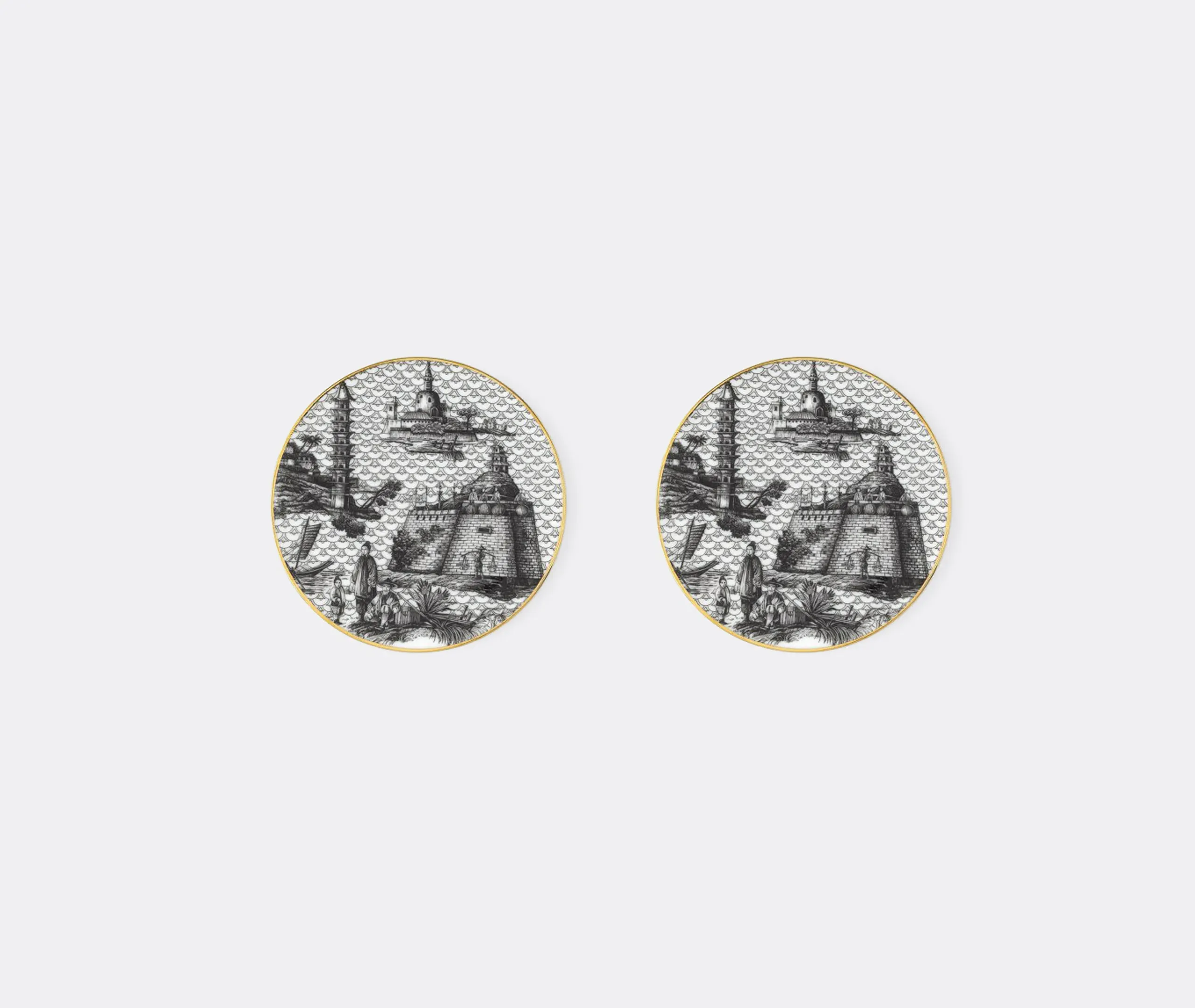 Oriental Dream Coaster Set of Two - Multicolour, Porcelain product