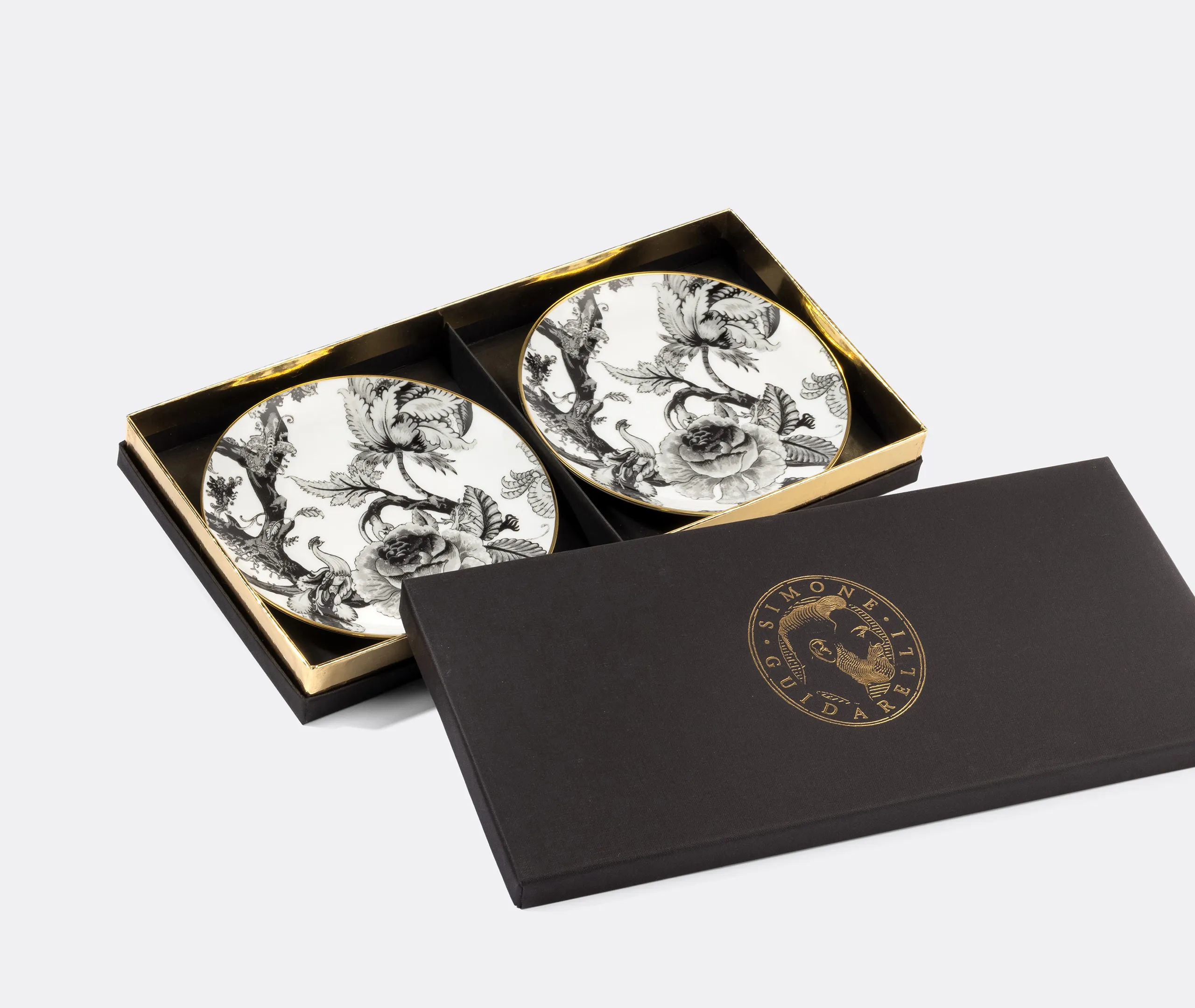 Secret Garden Bread Plate Set of Two - Black and White, Multicolour alternate view