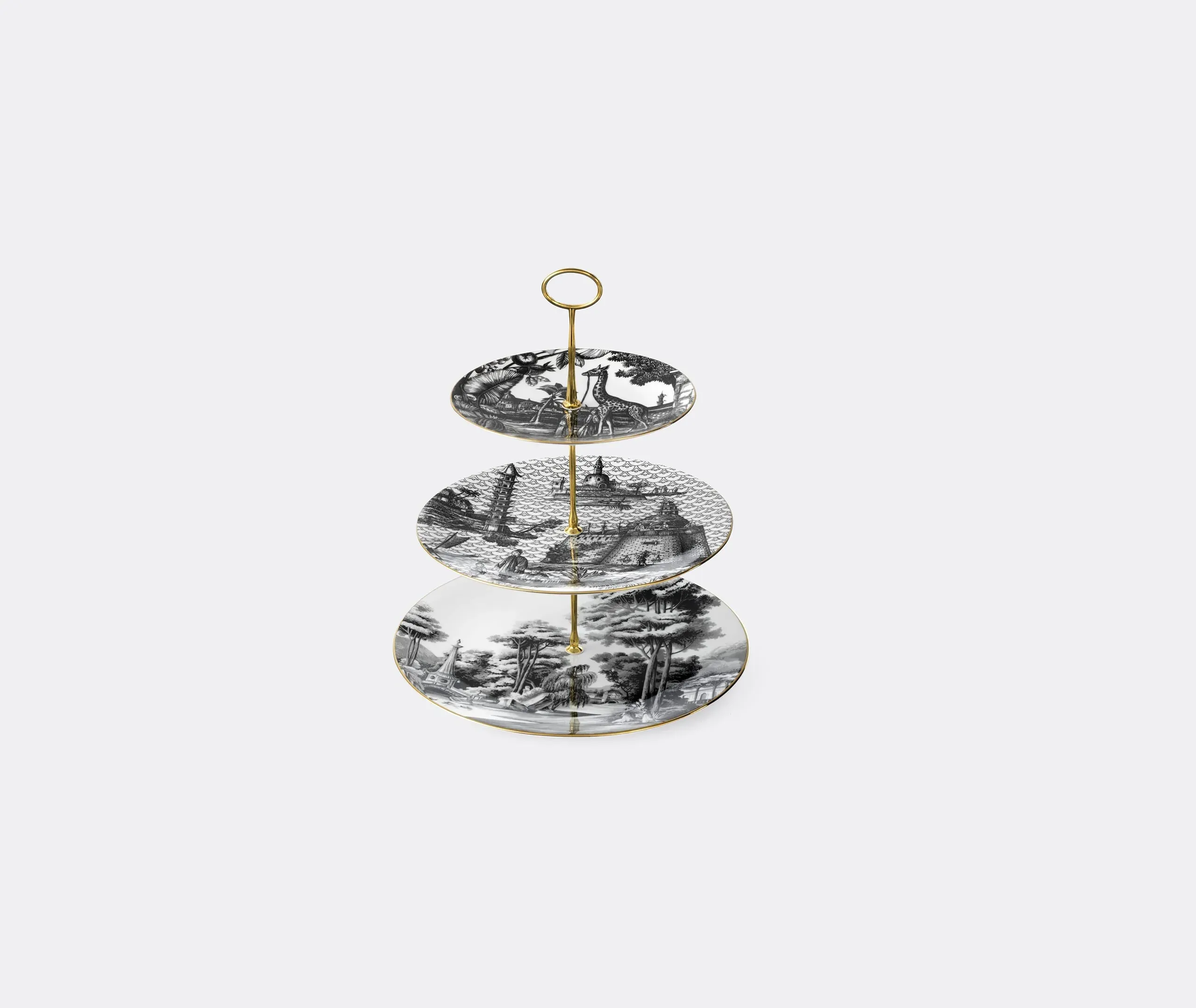 Souvenirs De Voyage Three-Tier Cake Stand - Black, White product