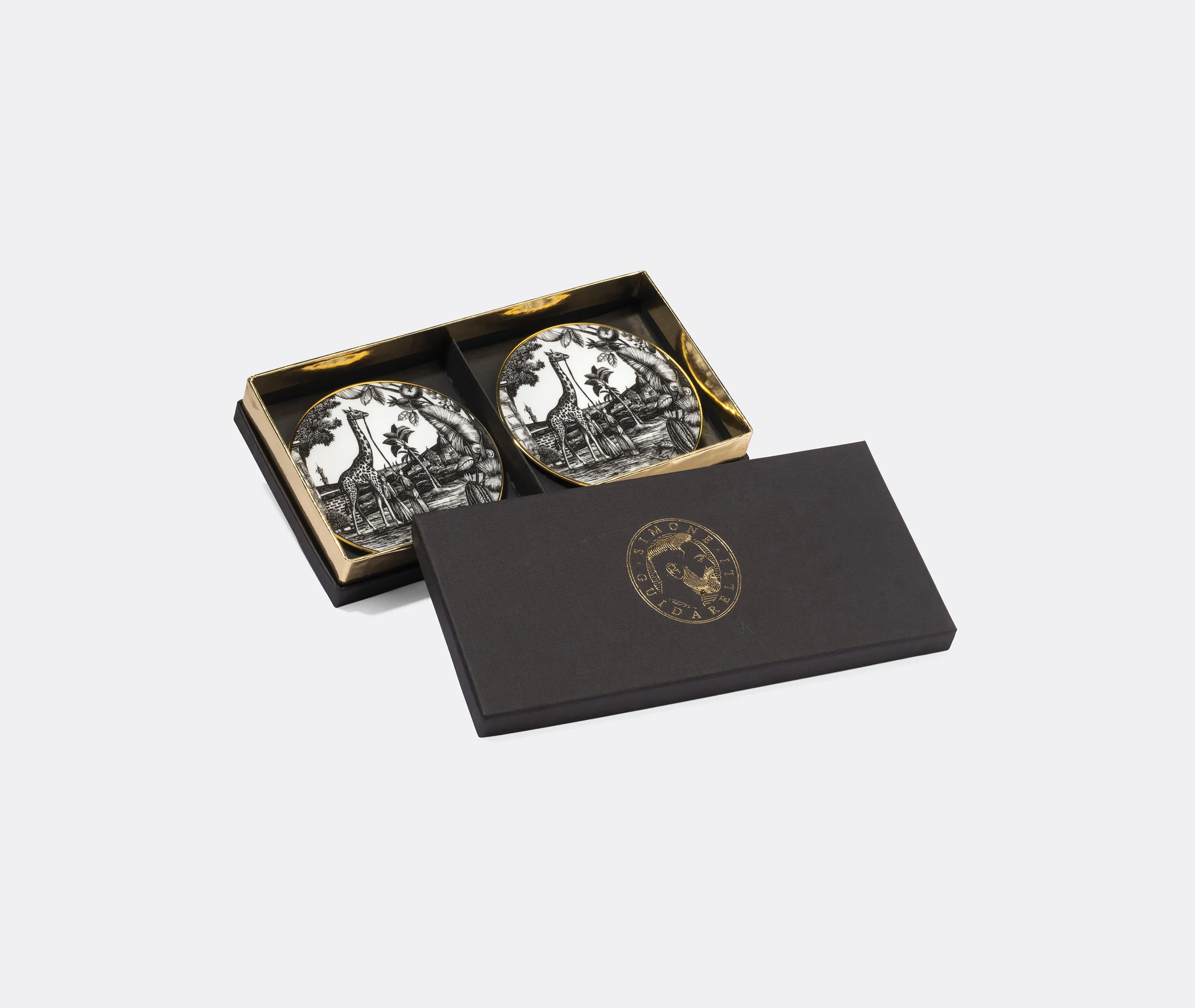 Sunset Safari Coaster Set of Two - Black & White, Porcelain alternate view