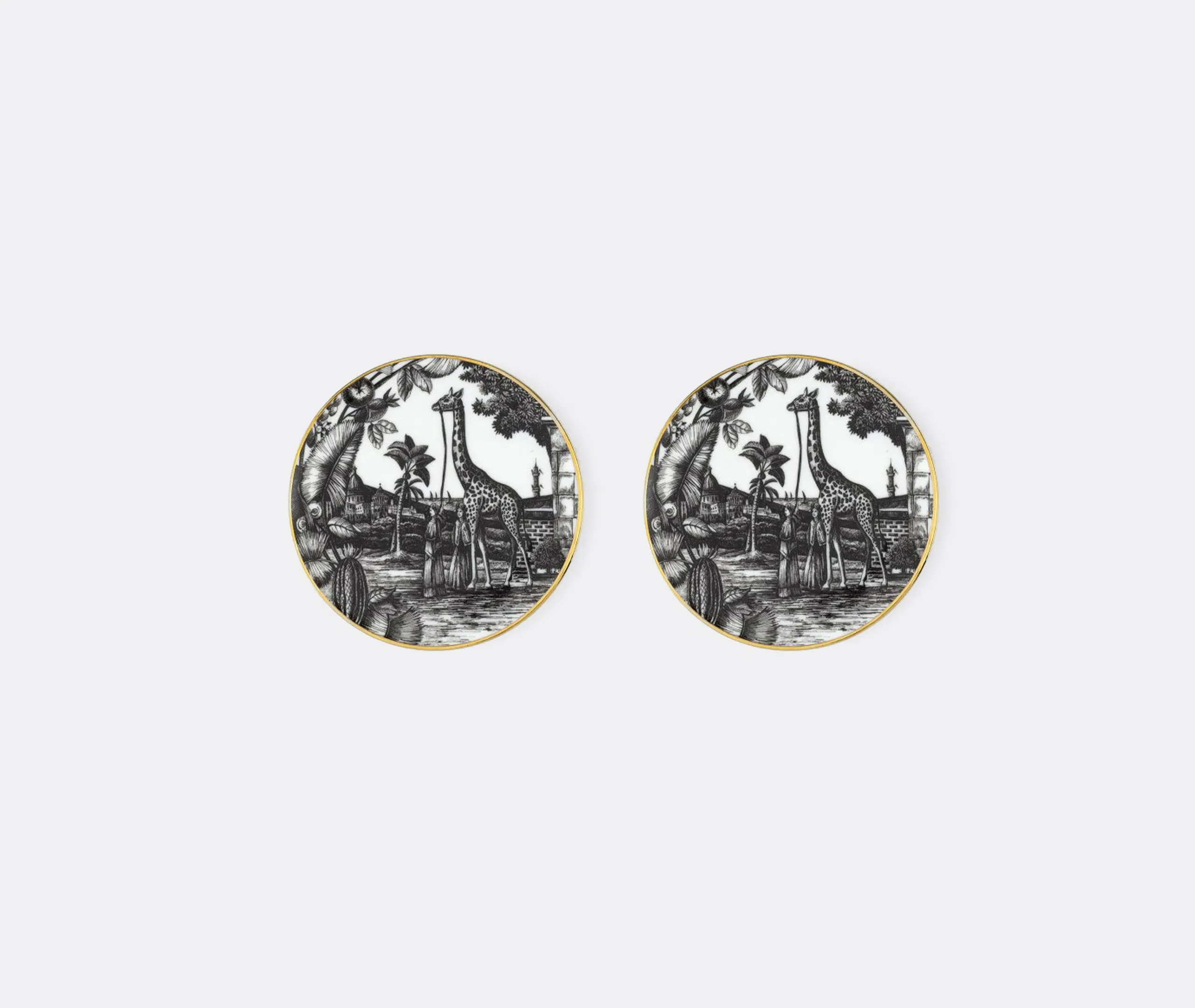 Sunset Safari Coaster Set of Two - Black & White, Porcelain product