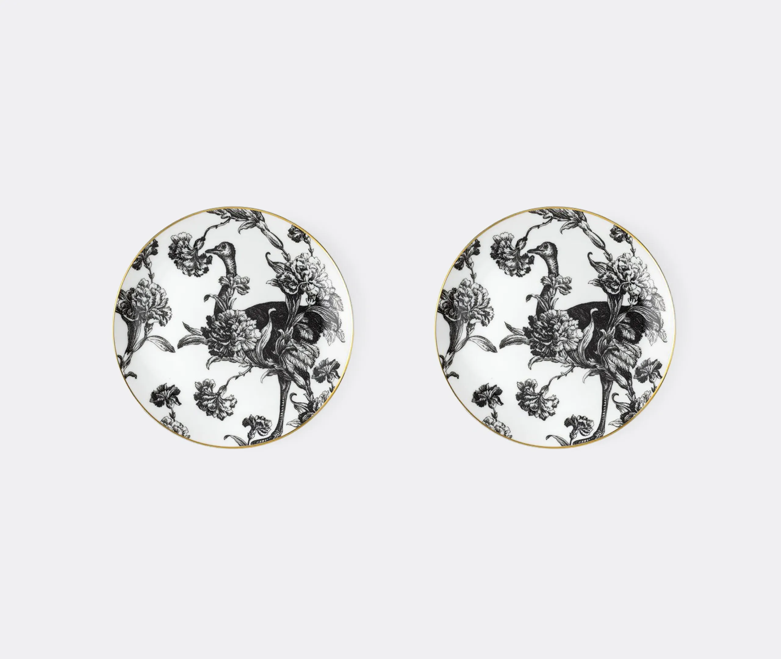 Tangerine Garden Bread Plate Set of Two - Black and White product
