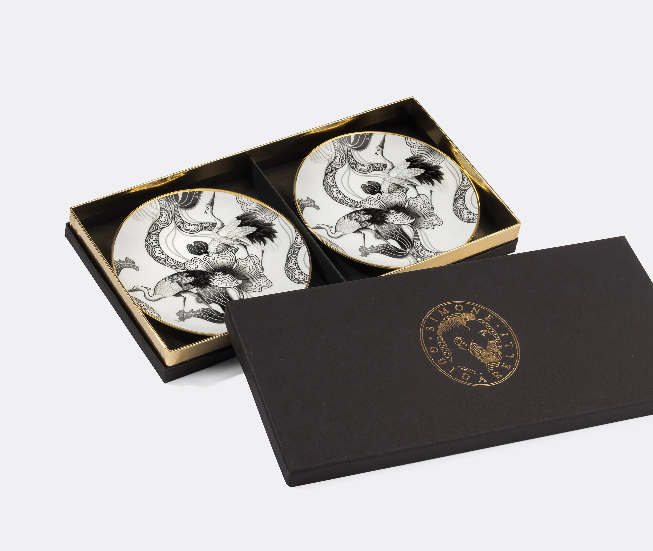'Wing of Water' Bread Plate Set of Two - Black & White, Gold alternate view