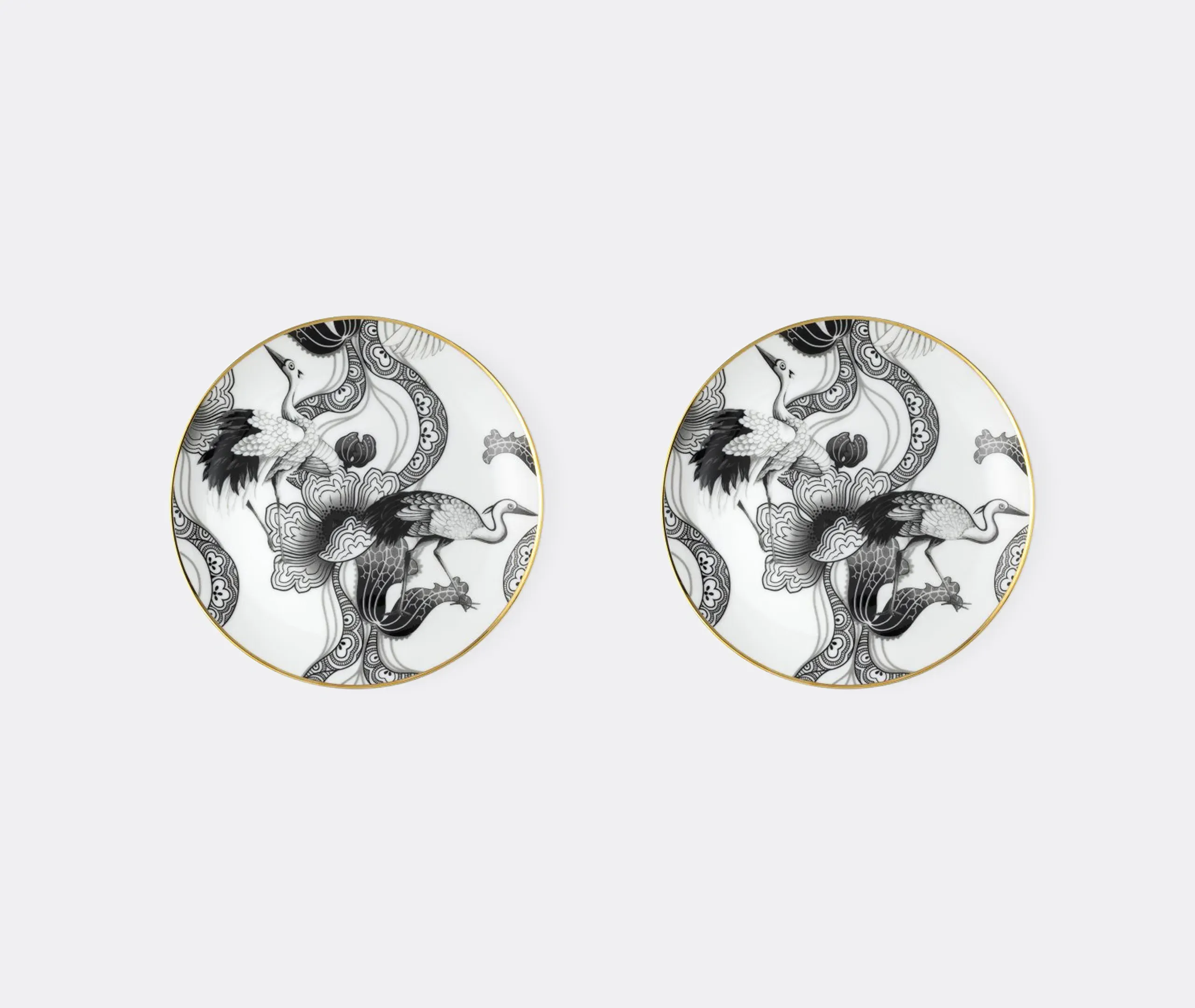 'Wing of Water' Bread Plate Set of Two - Black & White, Gold product