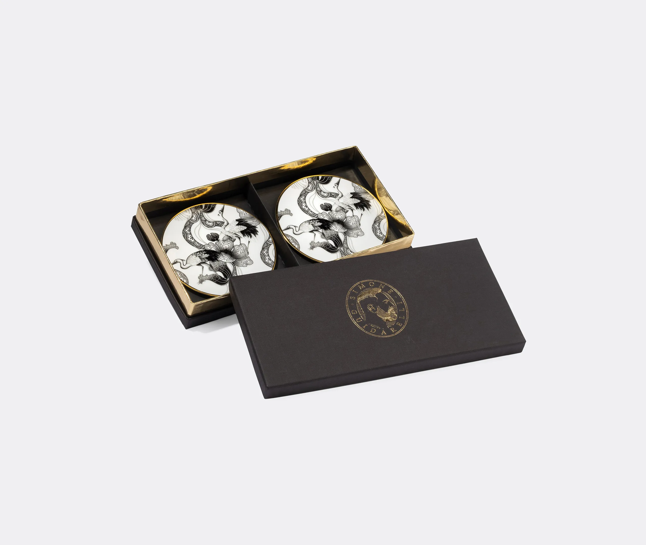 Wing Of Water Coaster Set of Two - Black and White, Porcelain alternate view