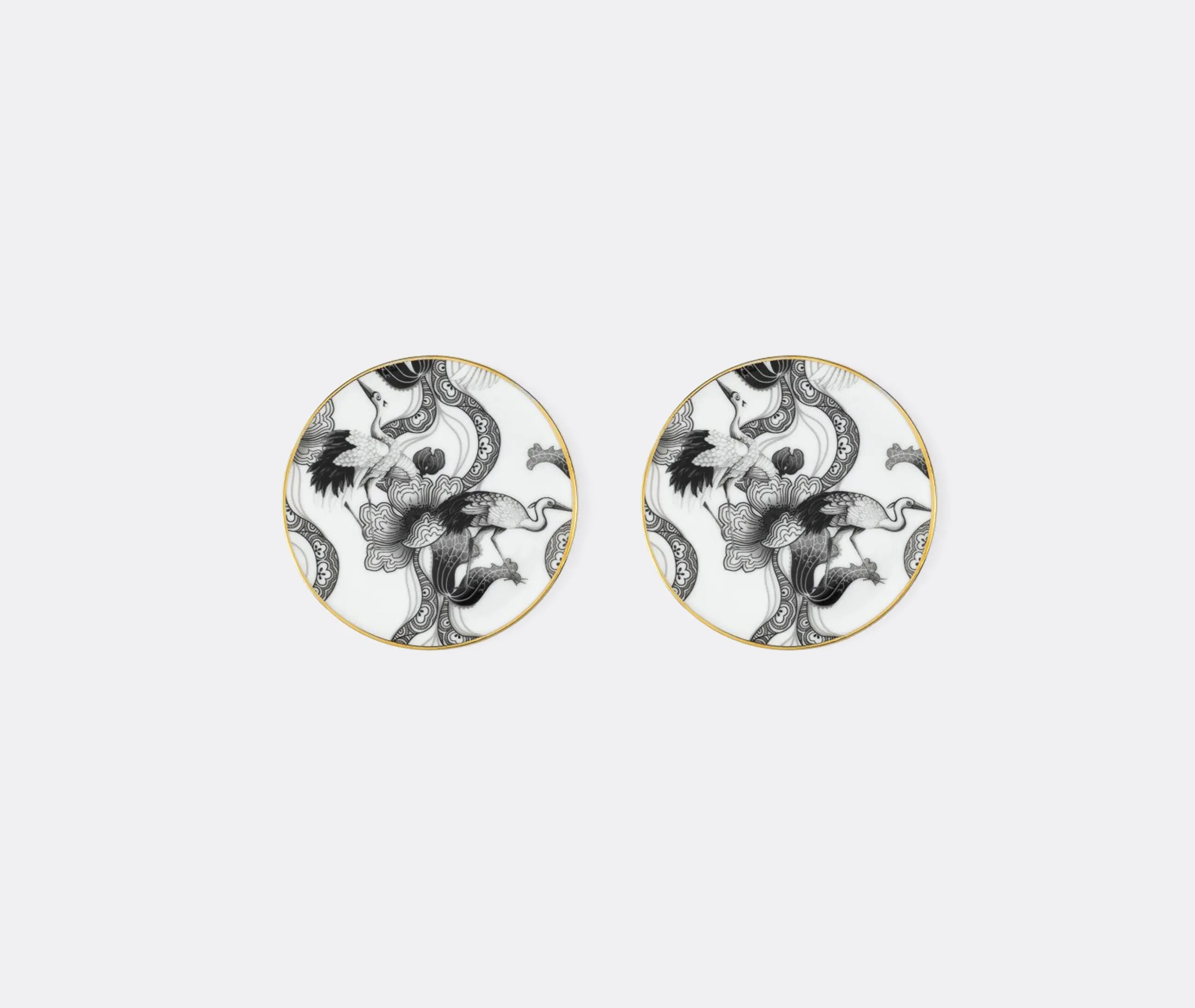 Wing Of Water Coaster Set of Two - Black and White, Porcelain product