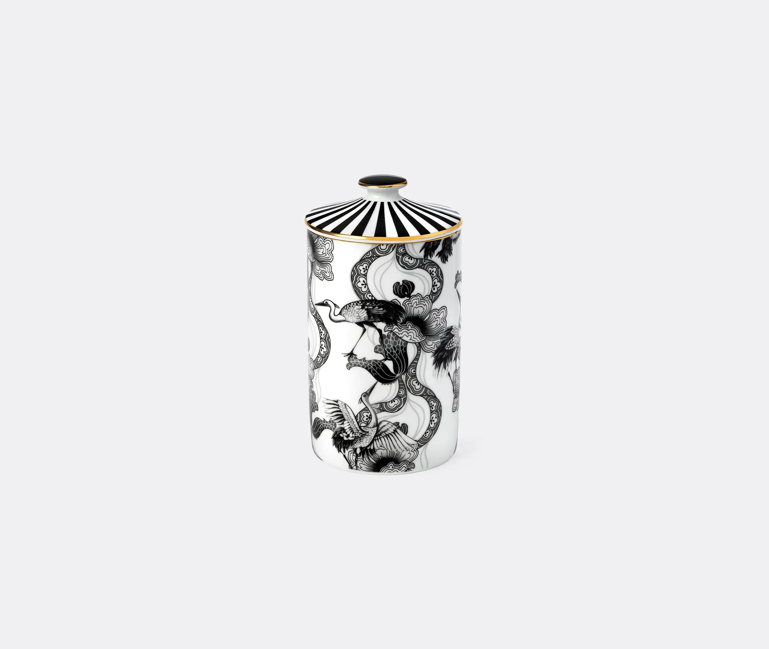 'Wing Of Water' Lidded Vase - Black, White, Multicolour product