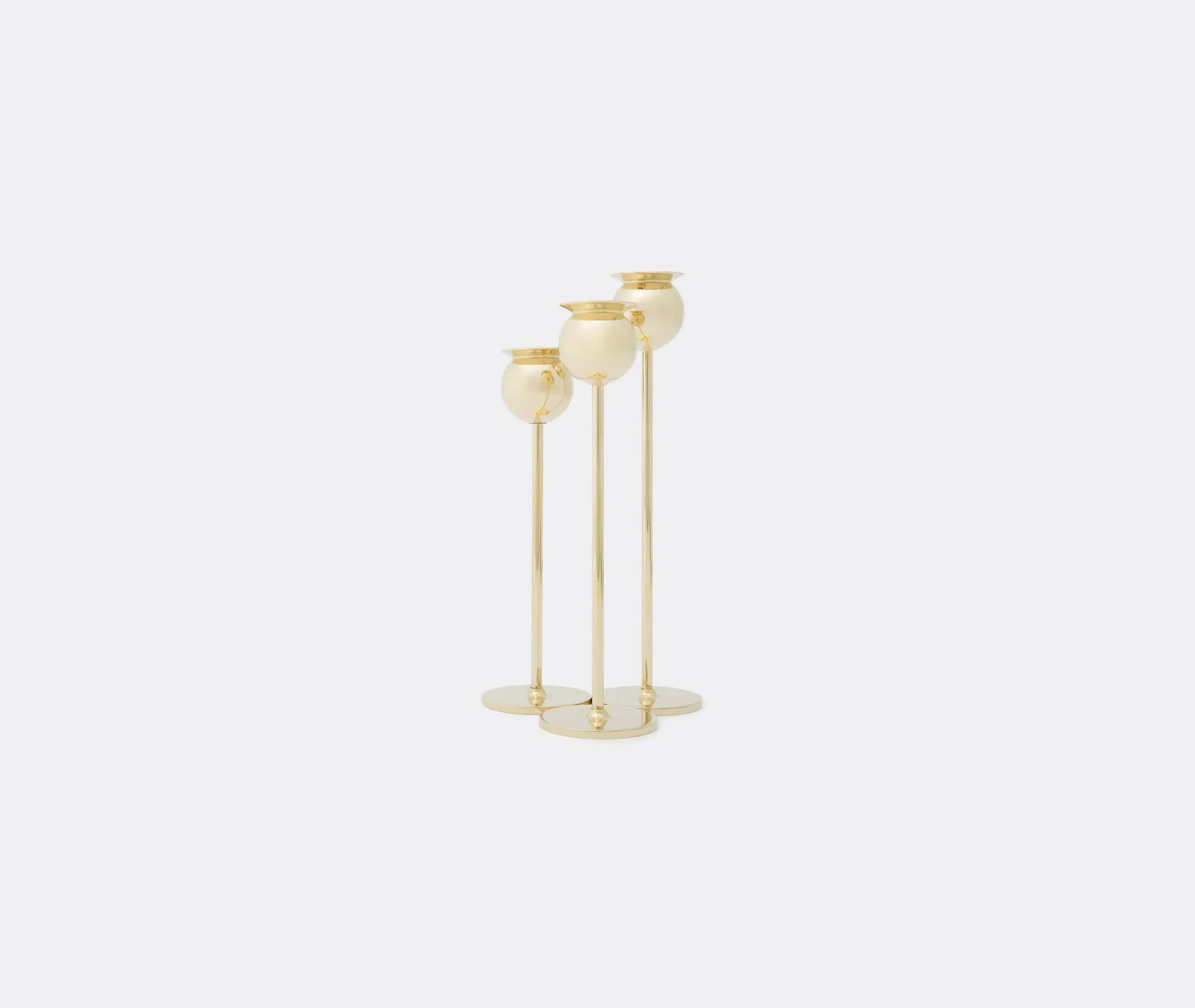 3-Piece Candlestick Set - Brass, Polished