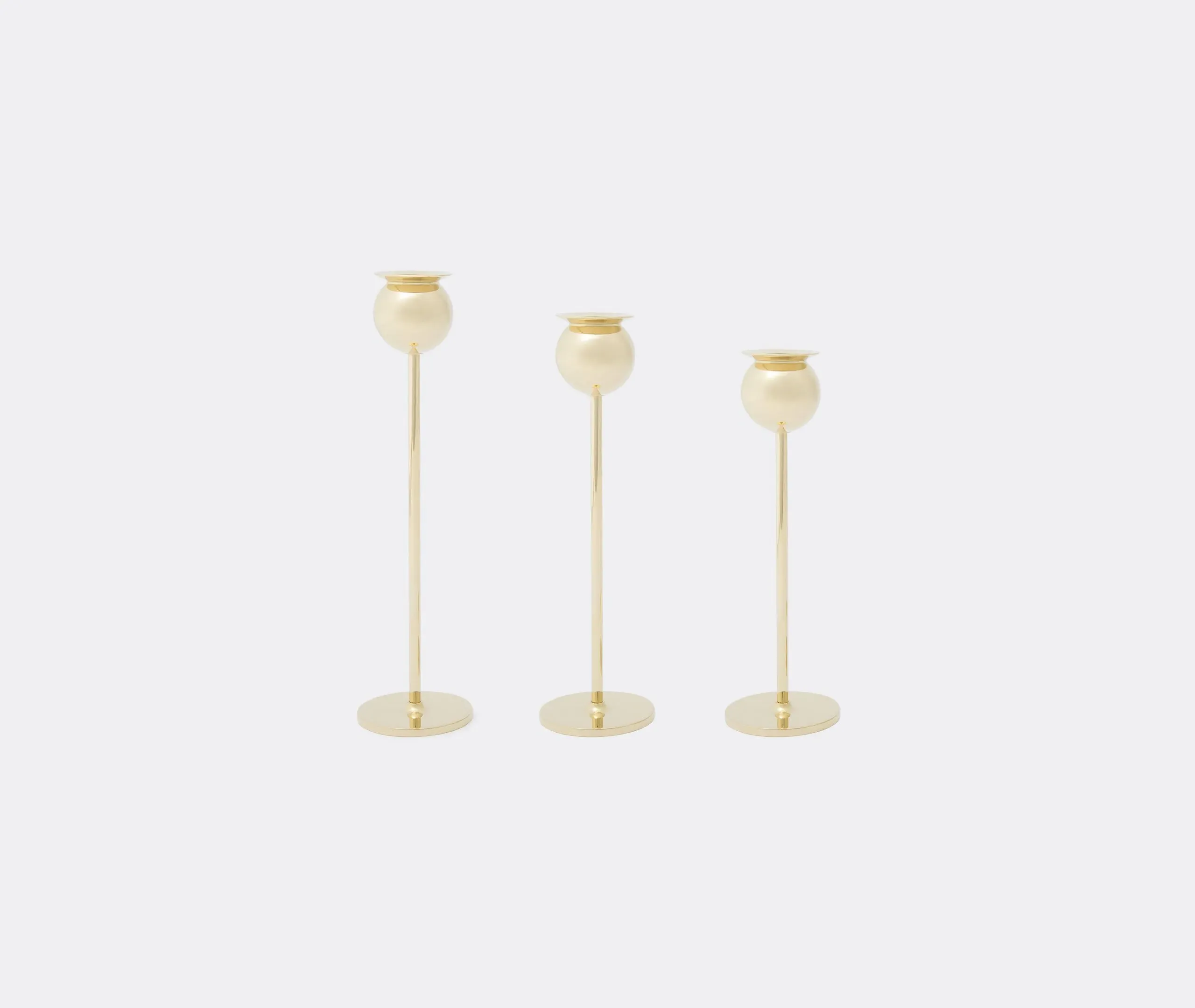 3-Piece Candlestick Set - Brass, Polished