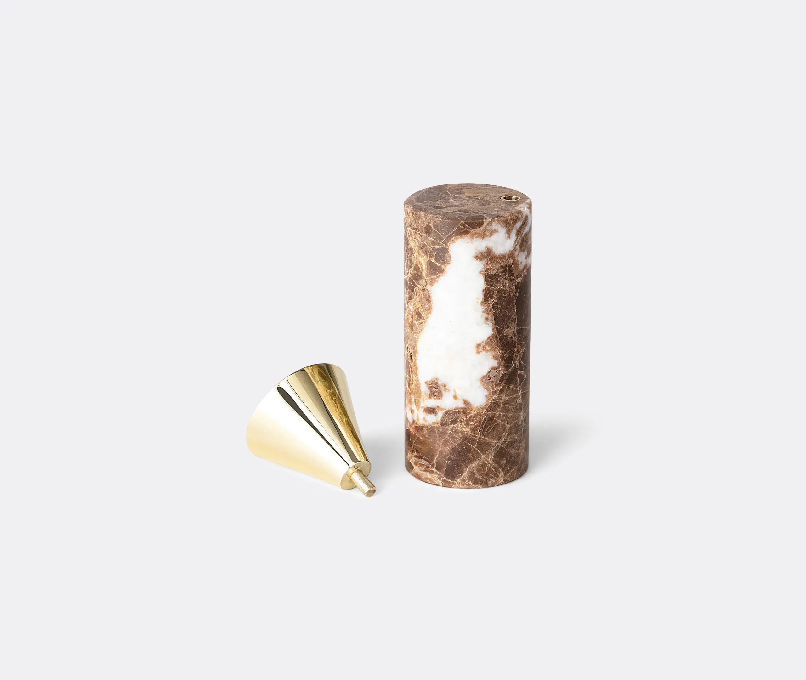 Geometric Candle Holder Model B - Brown, Marble