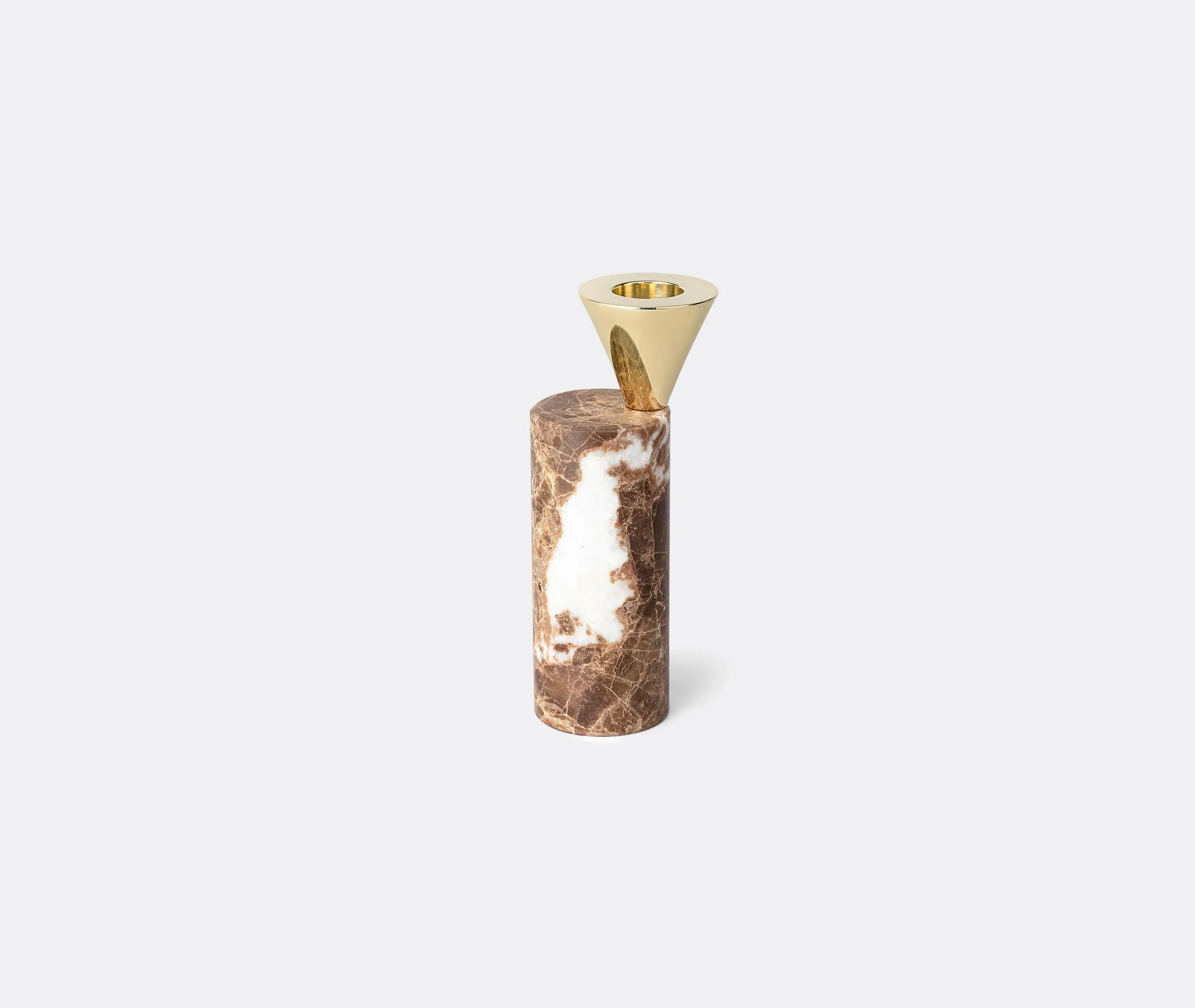 Geometric Candle Holder Model B - Brown, Marble