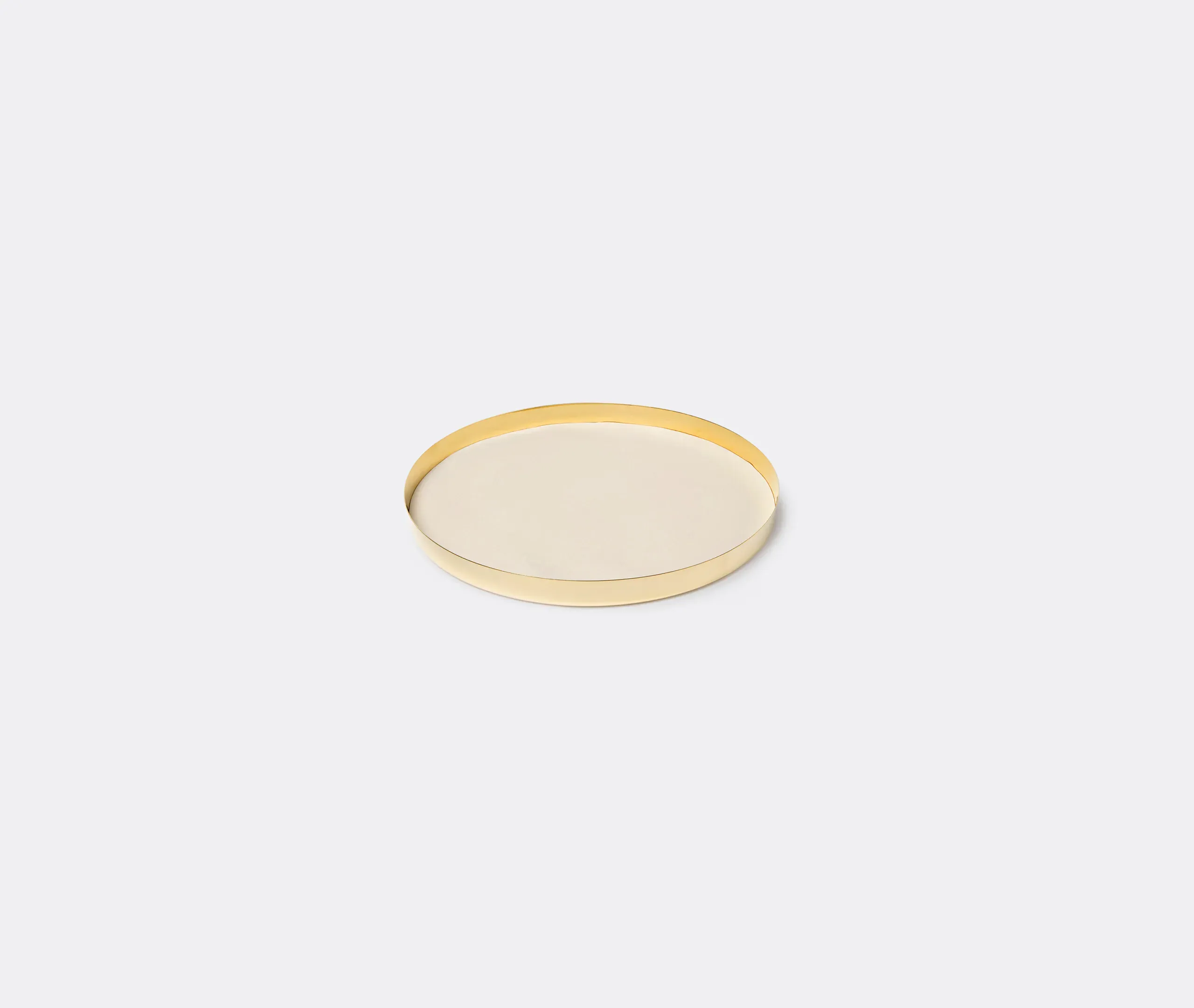 Karui Medium Round Serving Tray - Brass, Leather product