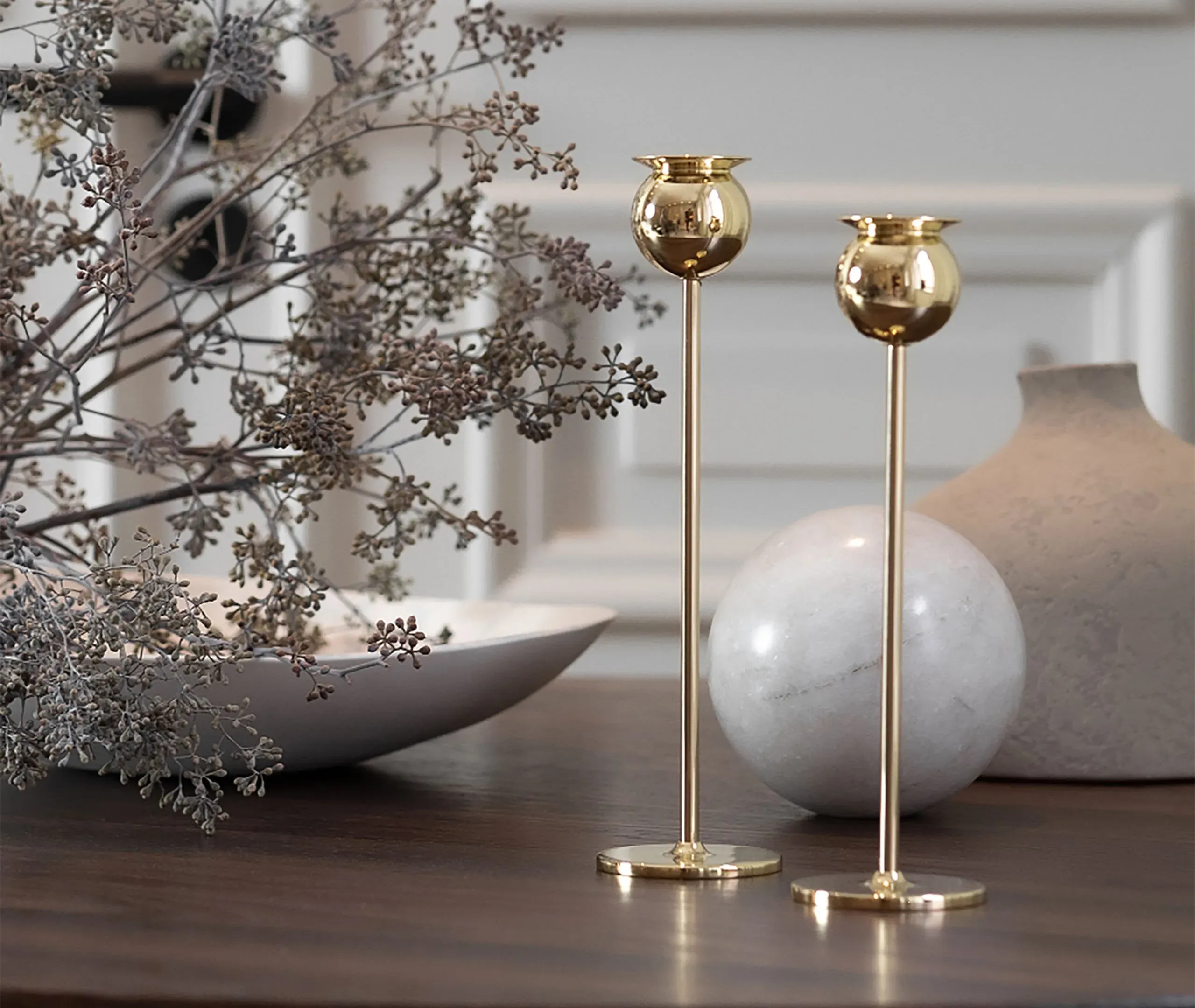 Tulip Medium Candlestick - Brass