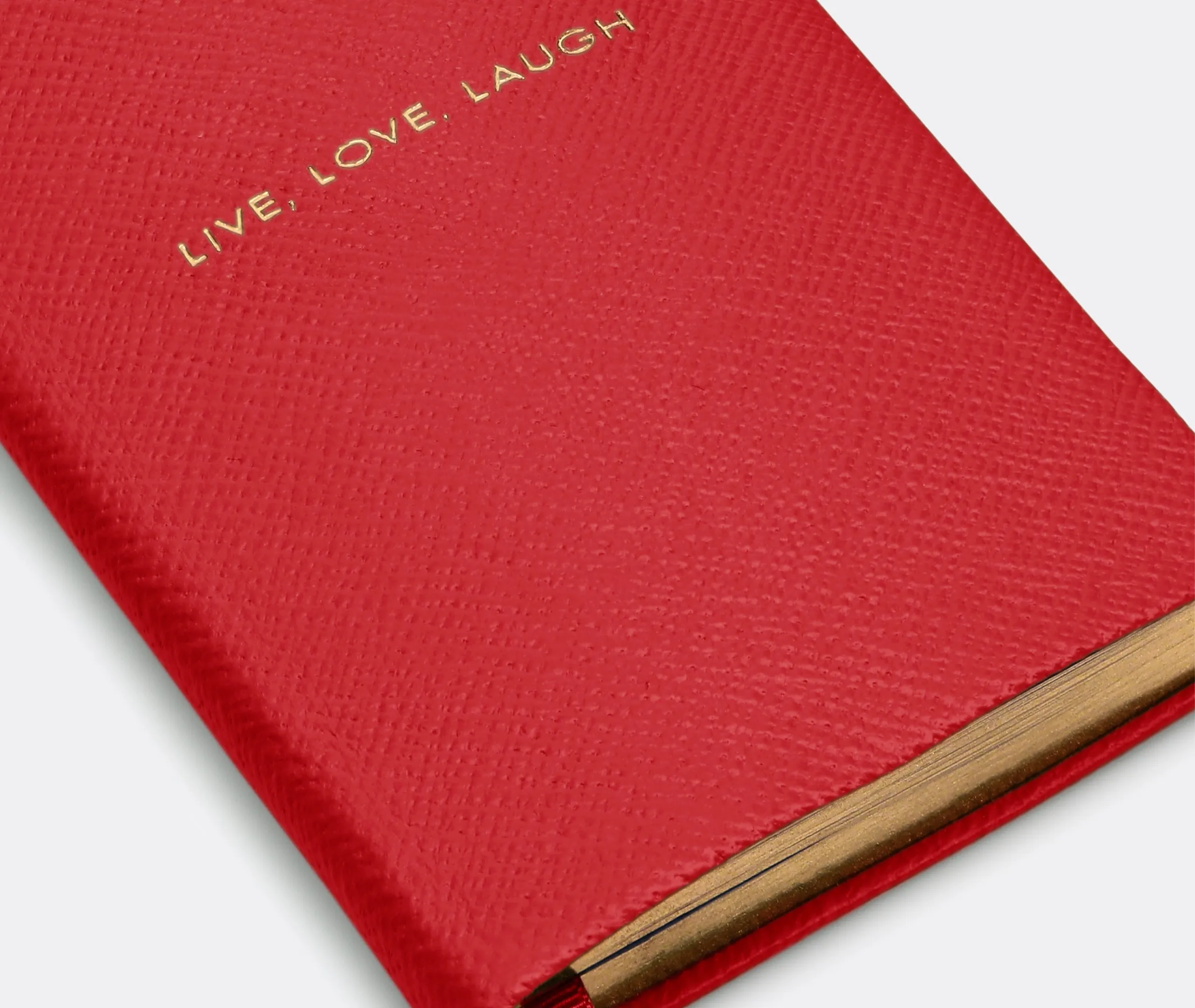 Pocket Notebook with Gold Embossing - Red, Leather