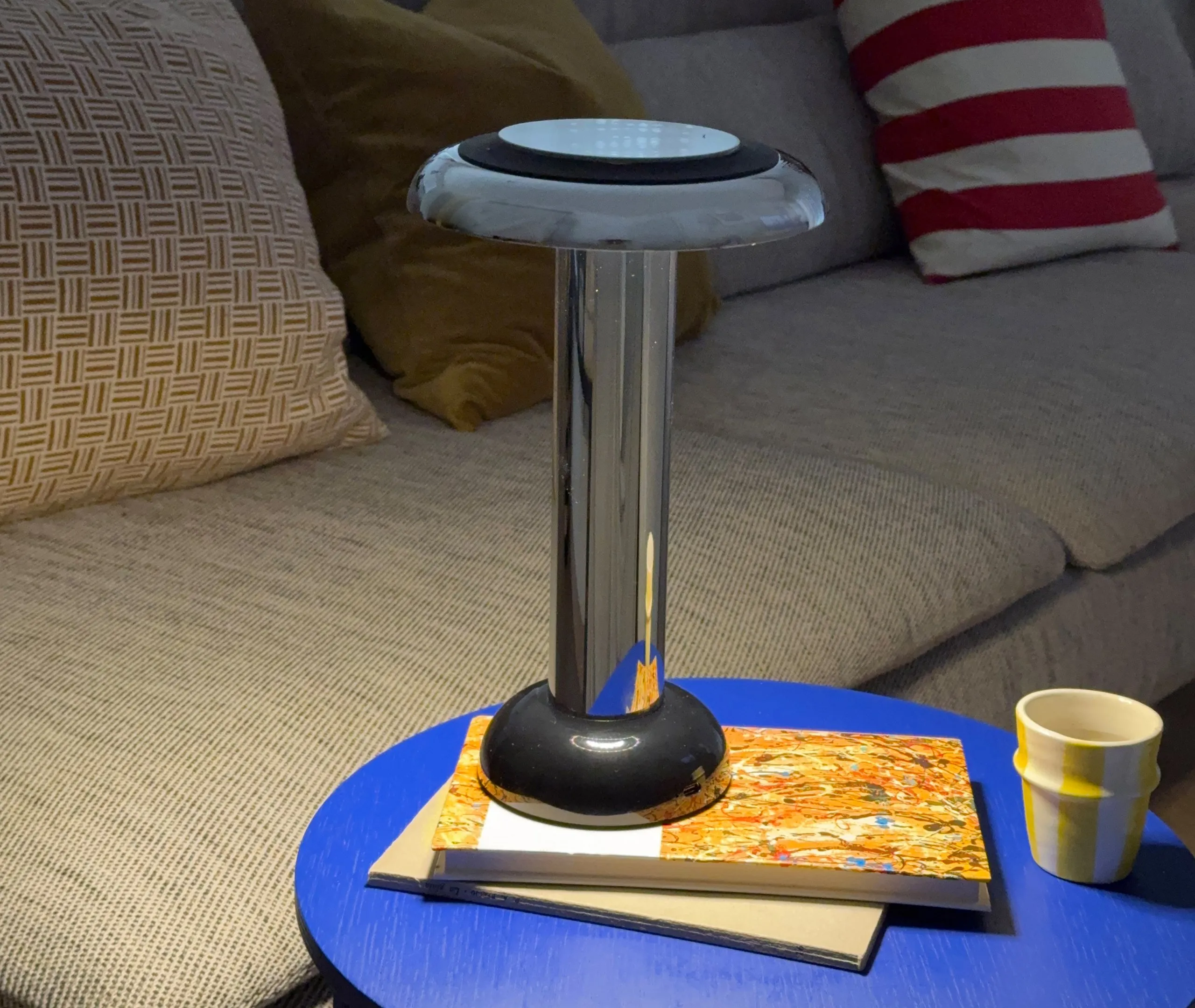 Portable Table Lamp with Dimmer - Silver, Chrome