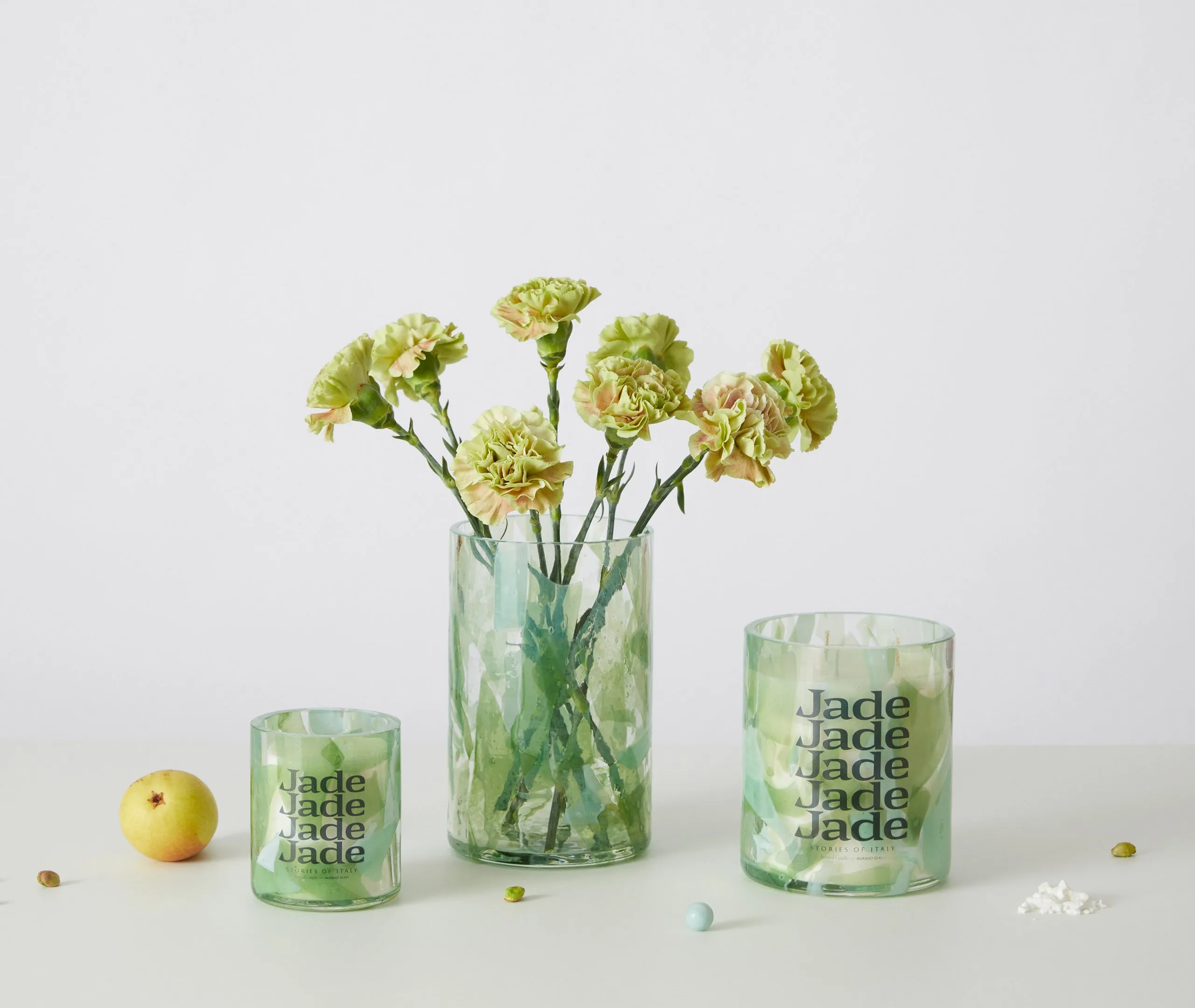 Jade Watercolour Candle - Green, Murano Glass