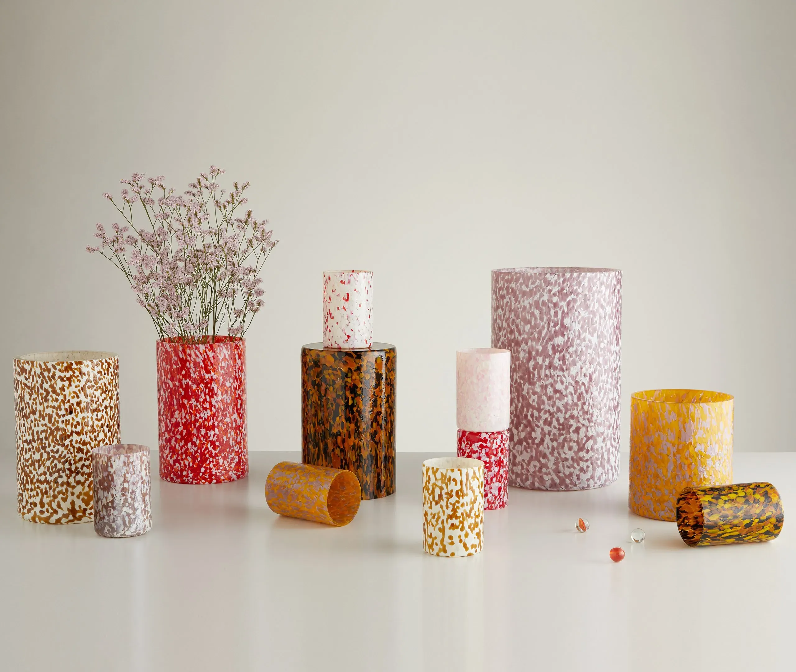 Macchia Su Macchia Medium Vase - Red & Ivory, Murano Glass