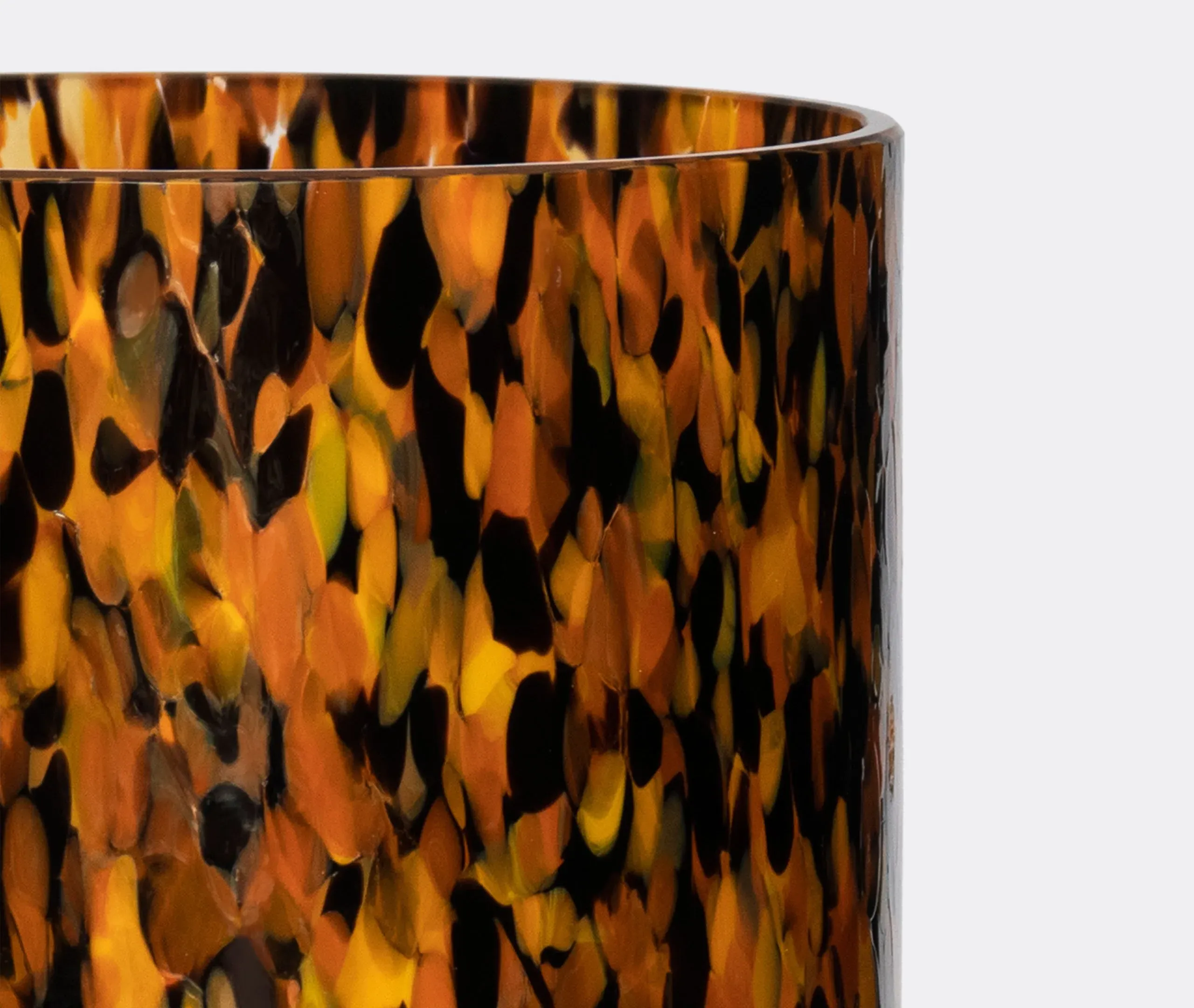 Medium Leopard Vase - Black & Topaz, Murano Glass