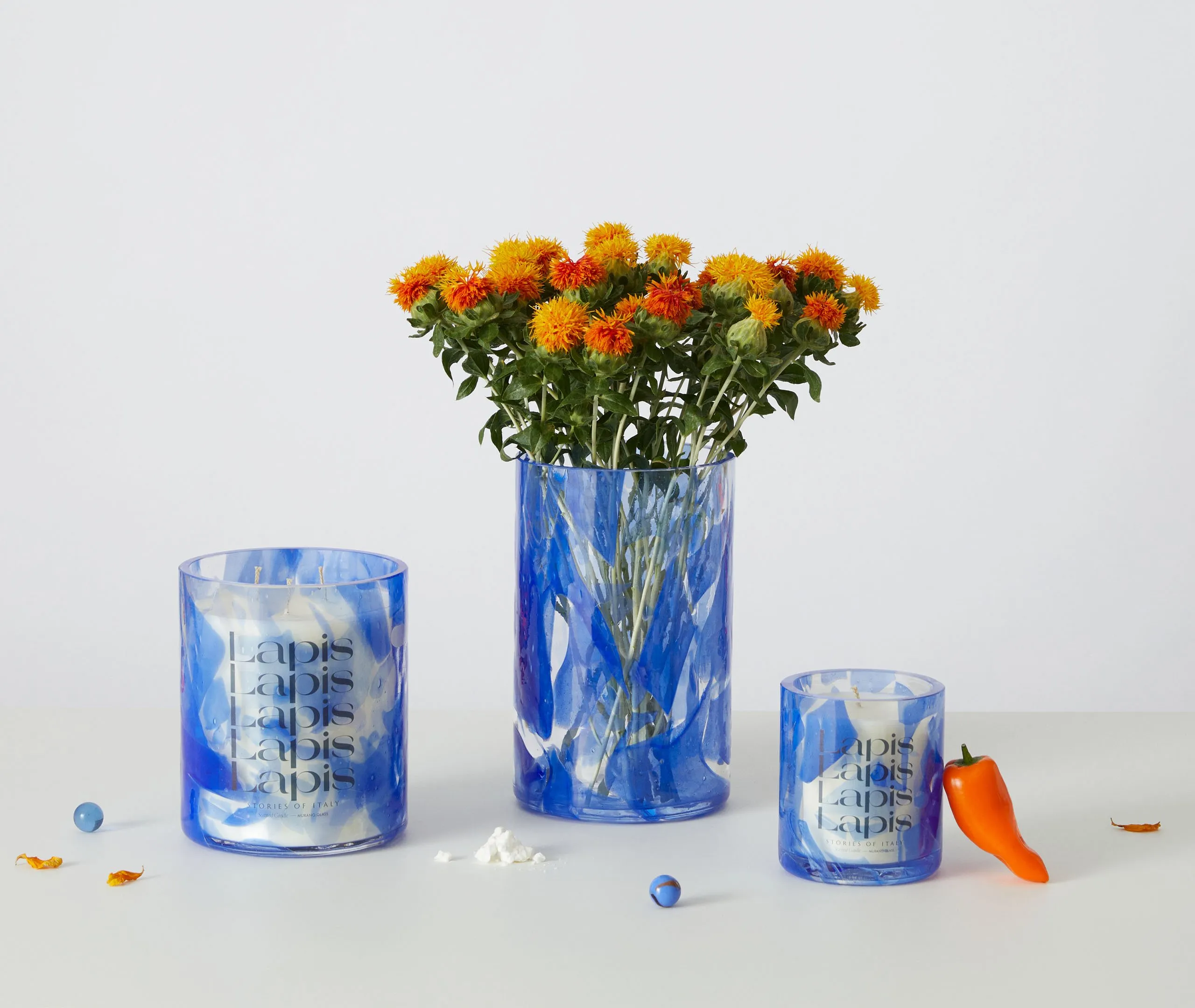 Scented Candle with Glass Container - Blue