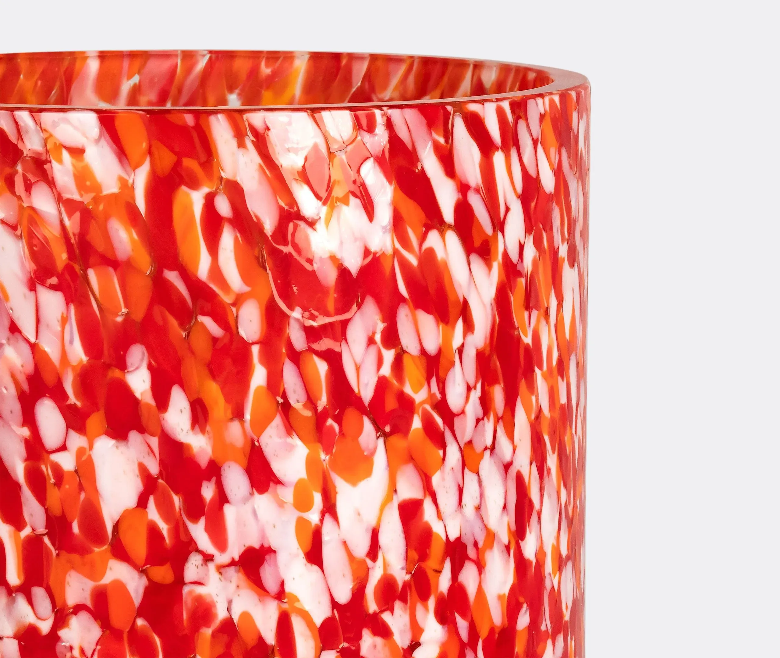Tall Vase Macchia Technique - Red, Murano Glass