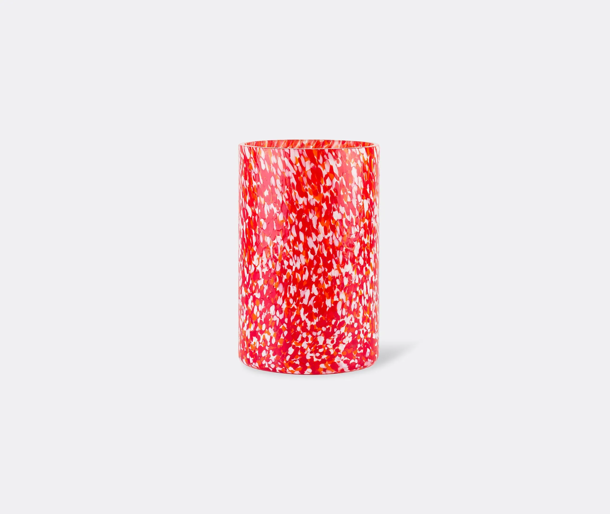 Tall Vase Macchia Technique - Red, Murano Glass