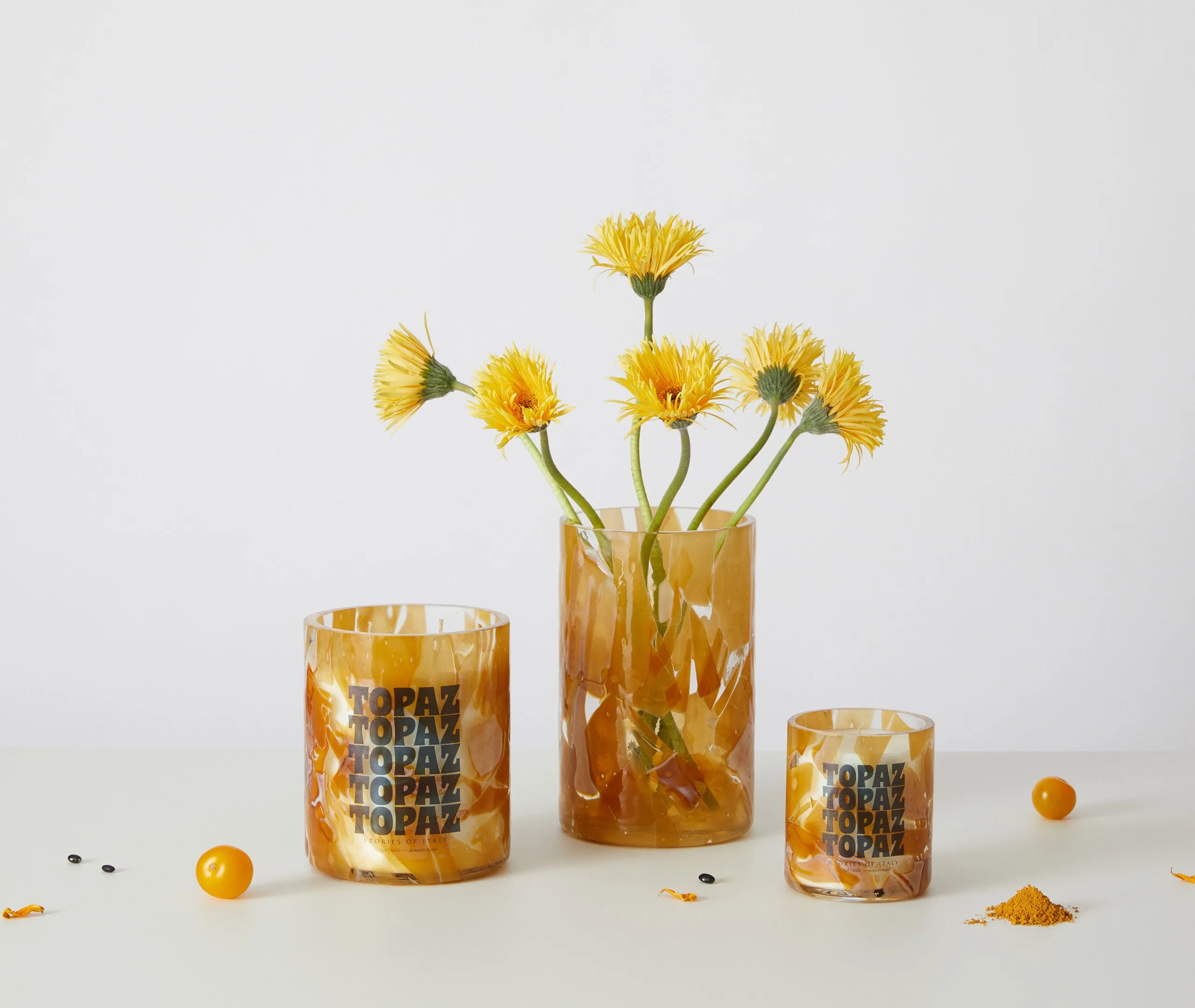 Topaz Watercolour Candle - Orange, Murano Glass