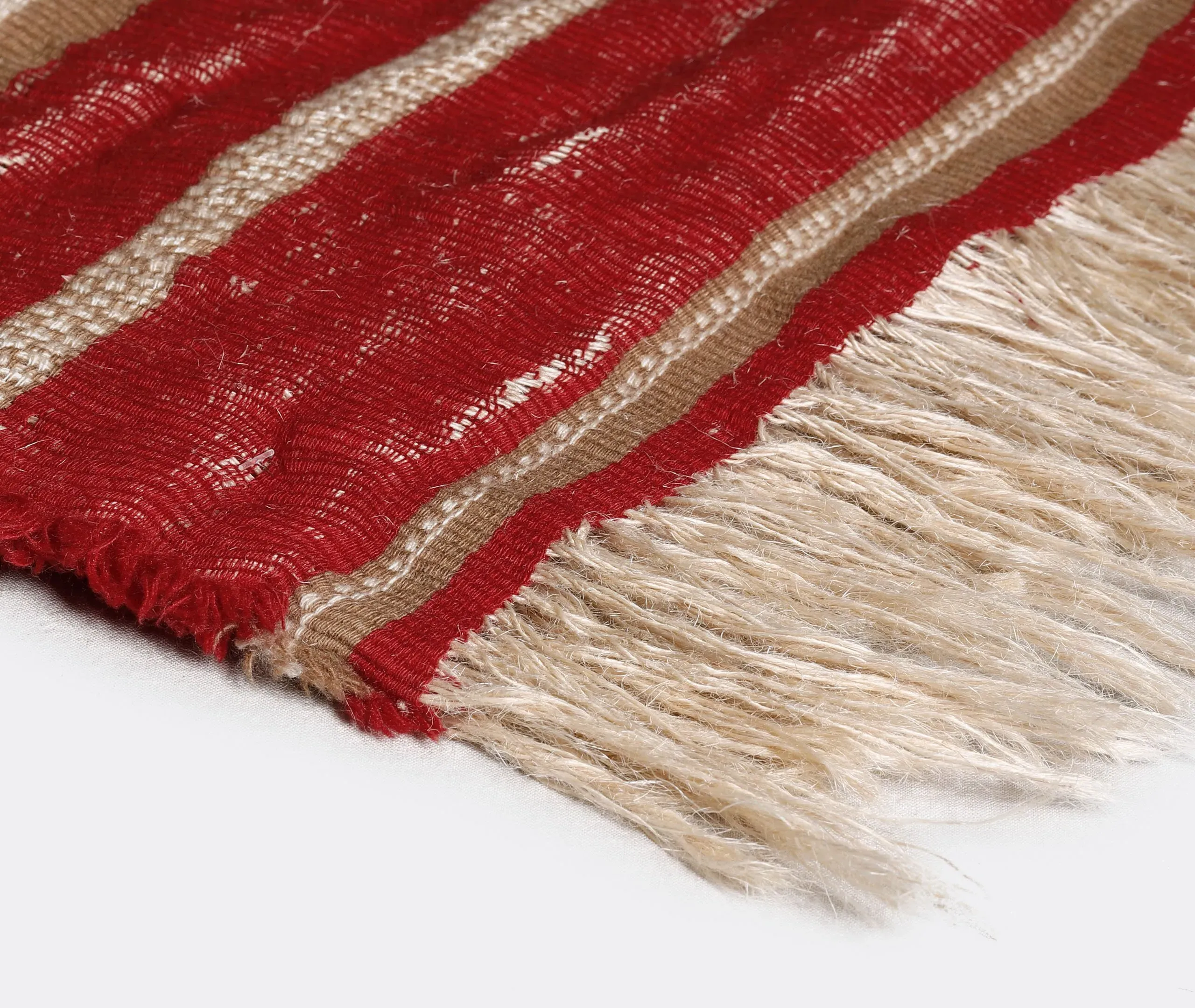 Bardo Throw Blanket with Border - White, Cashmere