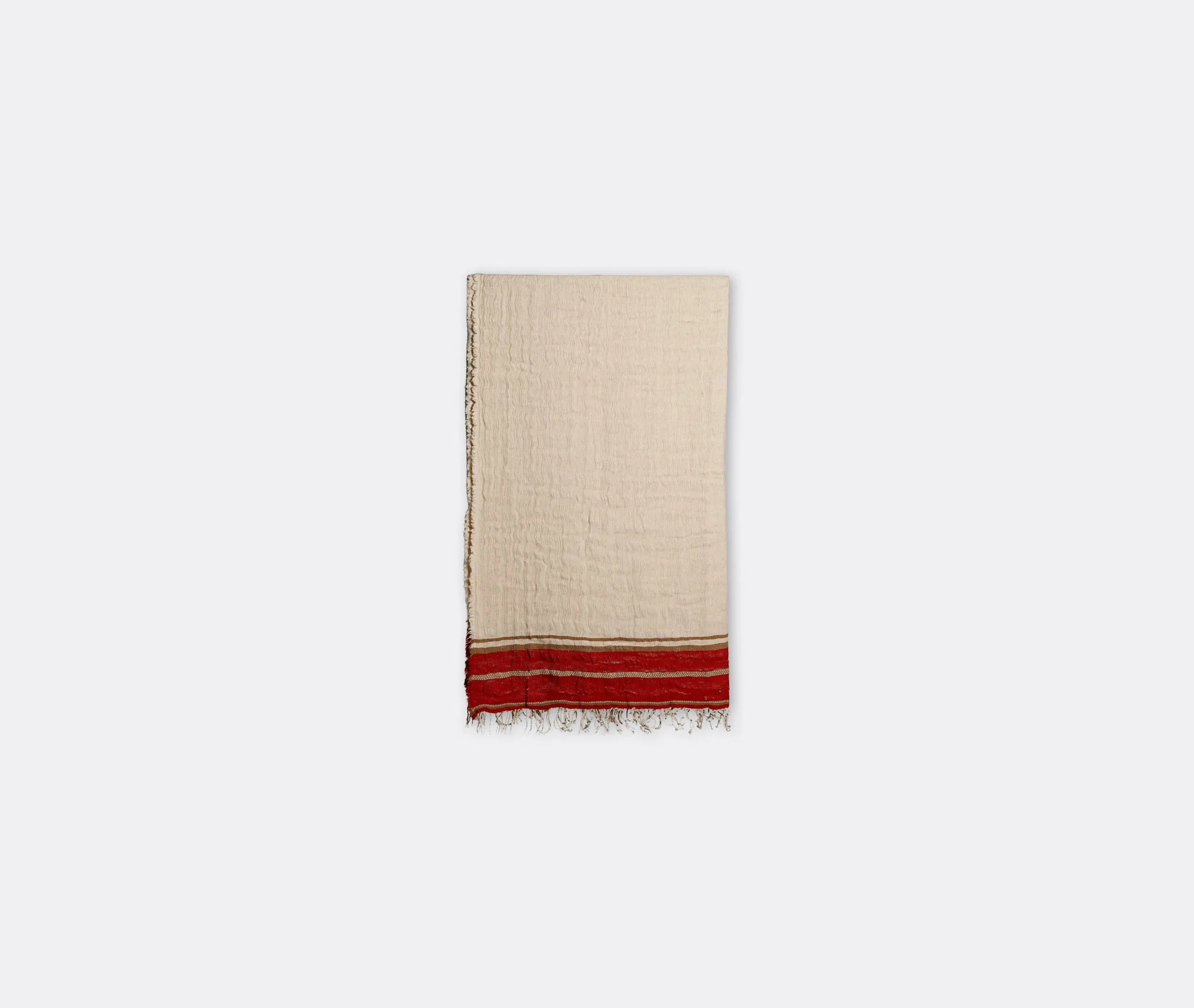 Bardo Throw Blanket with Border - White, Cashmere