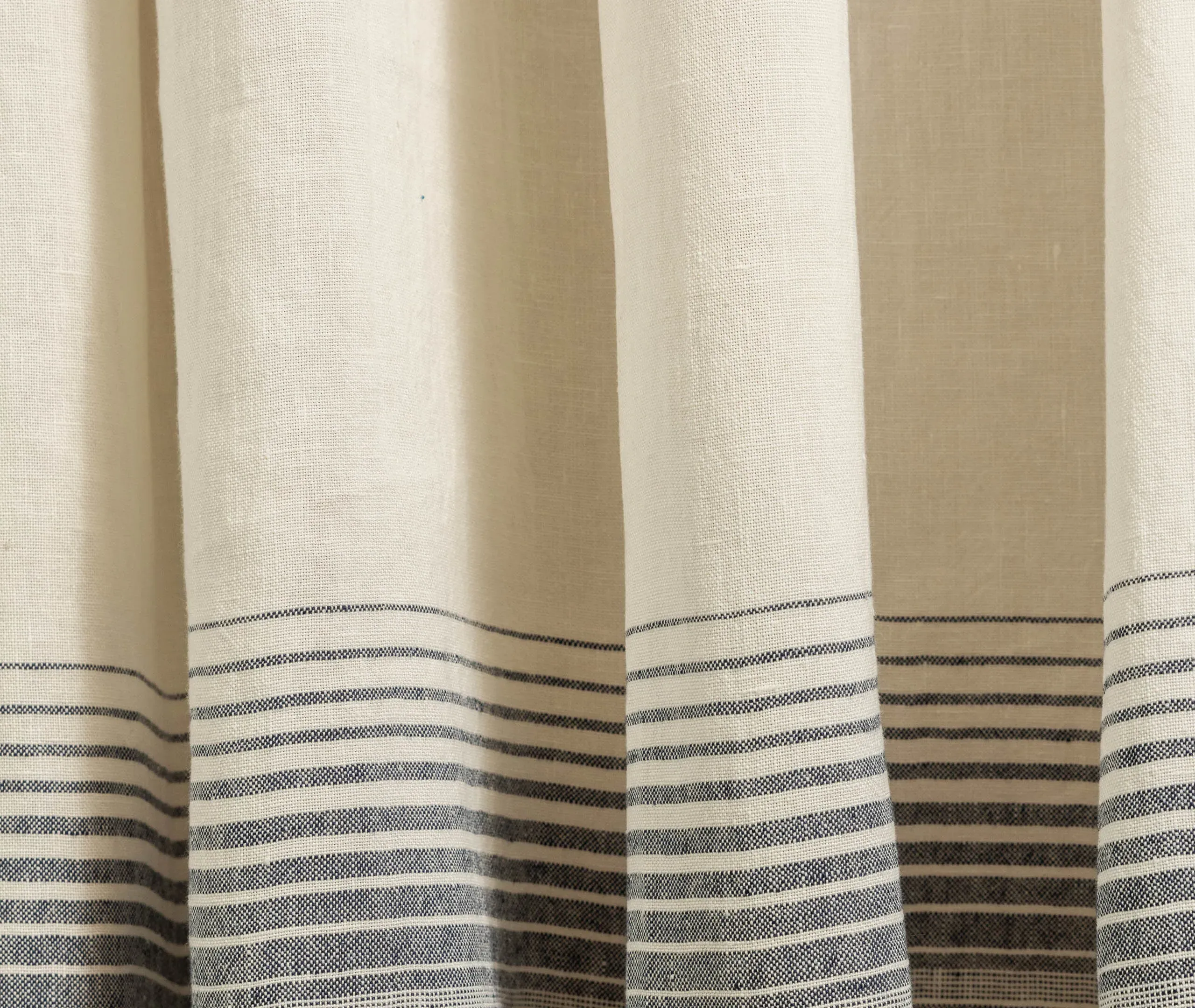 Bath Towel with Blue Stripes - White, Linen