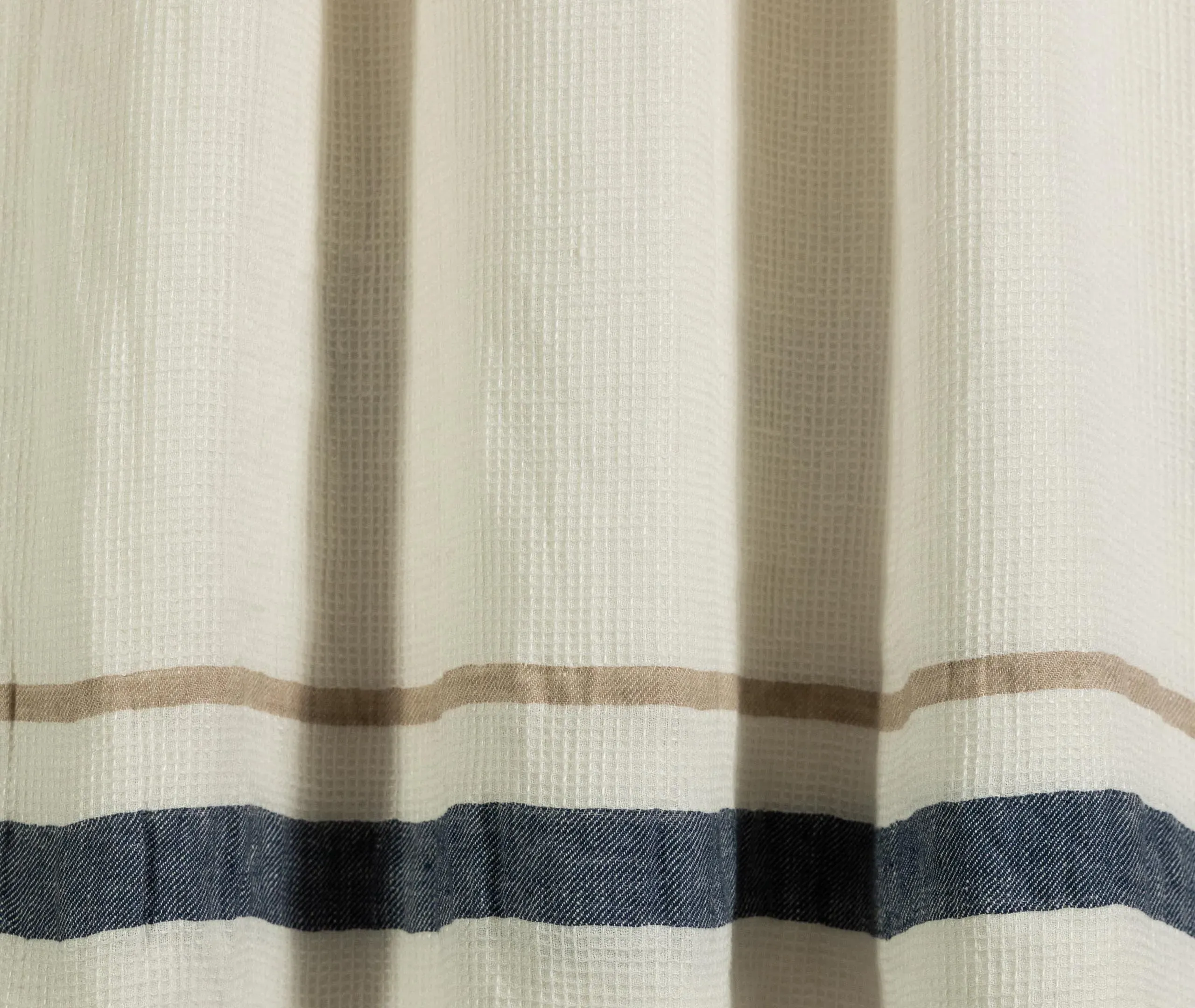 Bath Towel with Striped Edges - White, Linen
